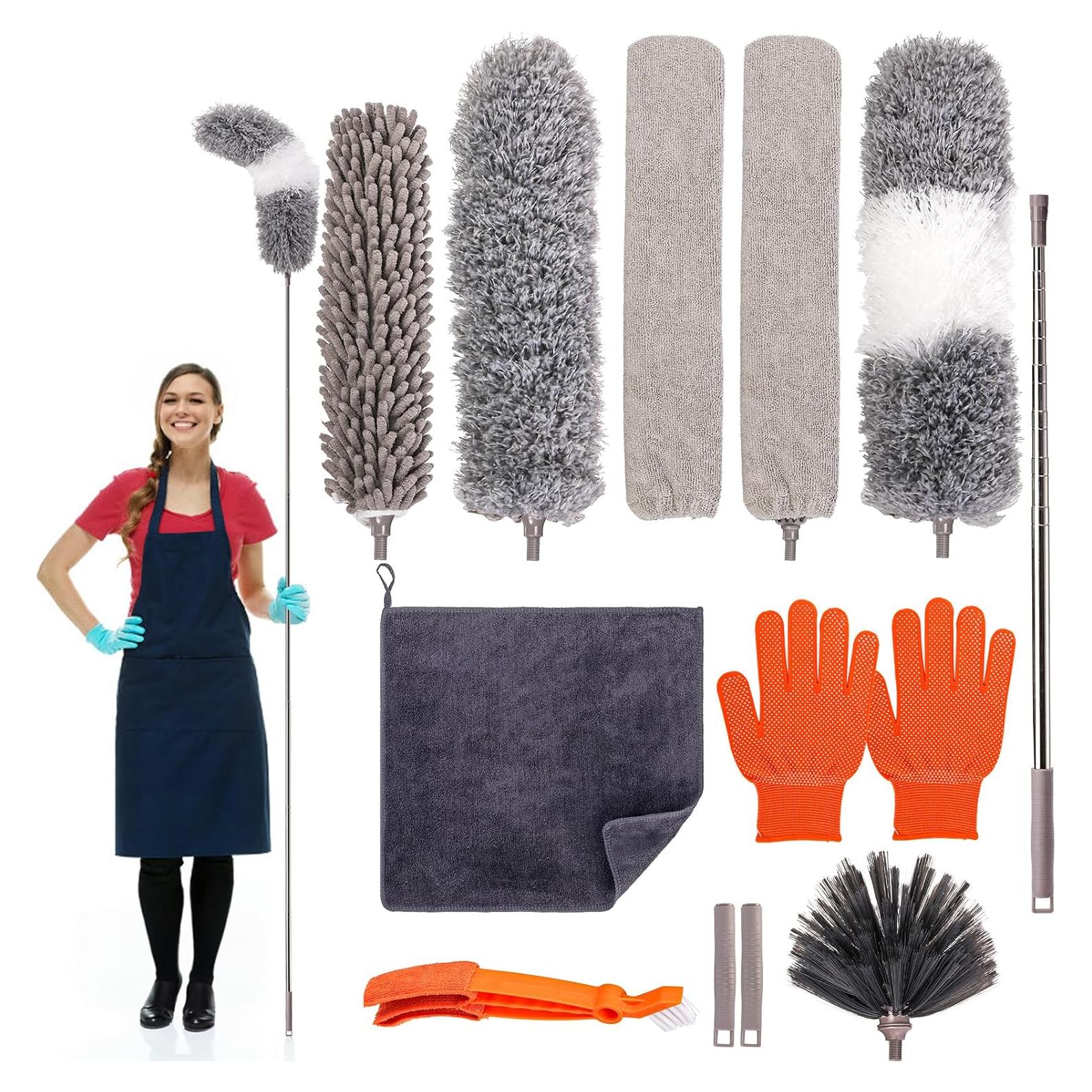 Kit de Plumeros de Microfibra SOUJOY 12 Piezas con Mango Extensible 76-188 cm