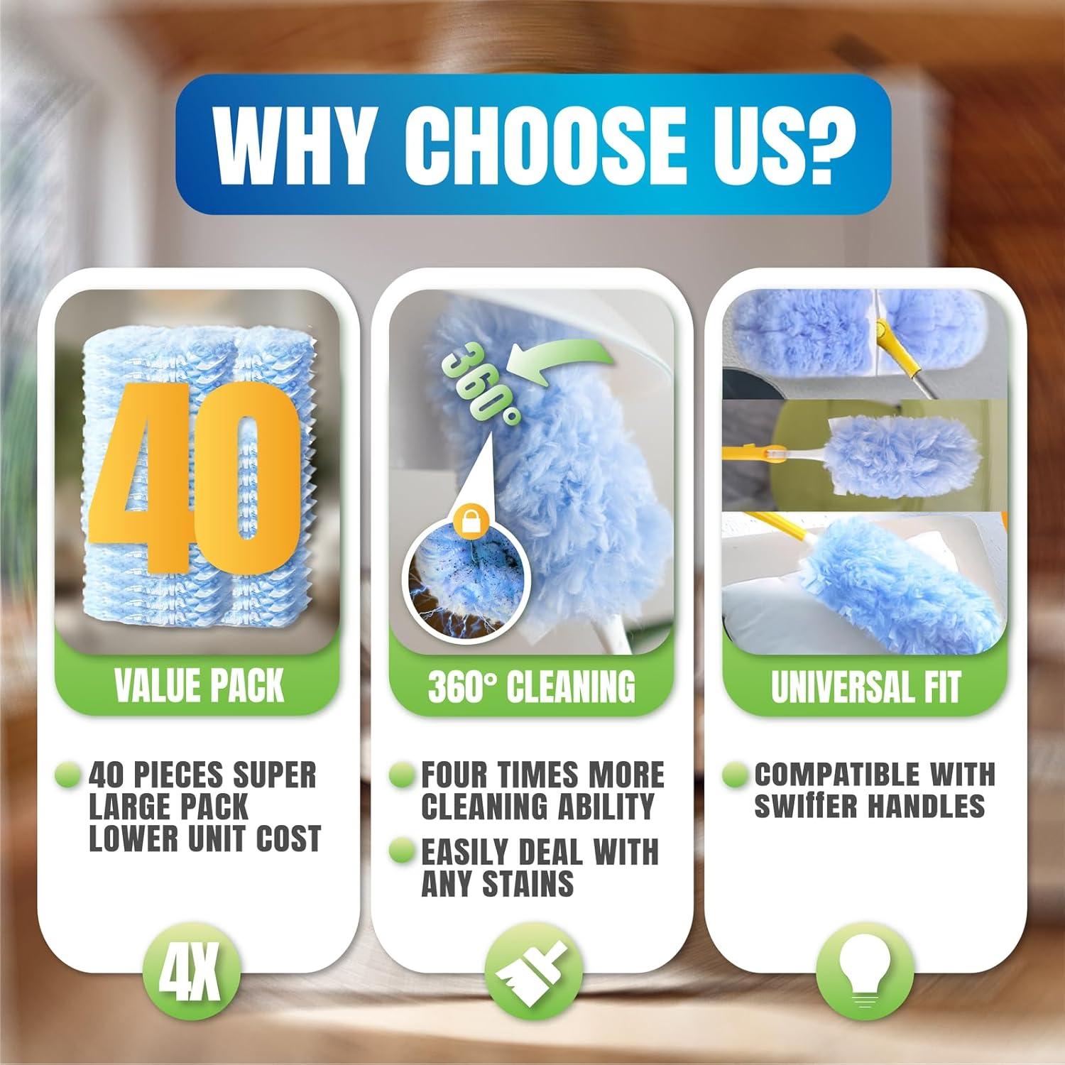 Recargas de Microfibra BOMBDEAL 40 Piezas para Duster Swiffer