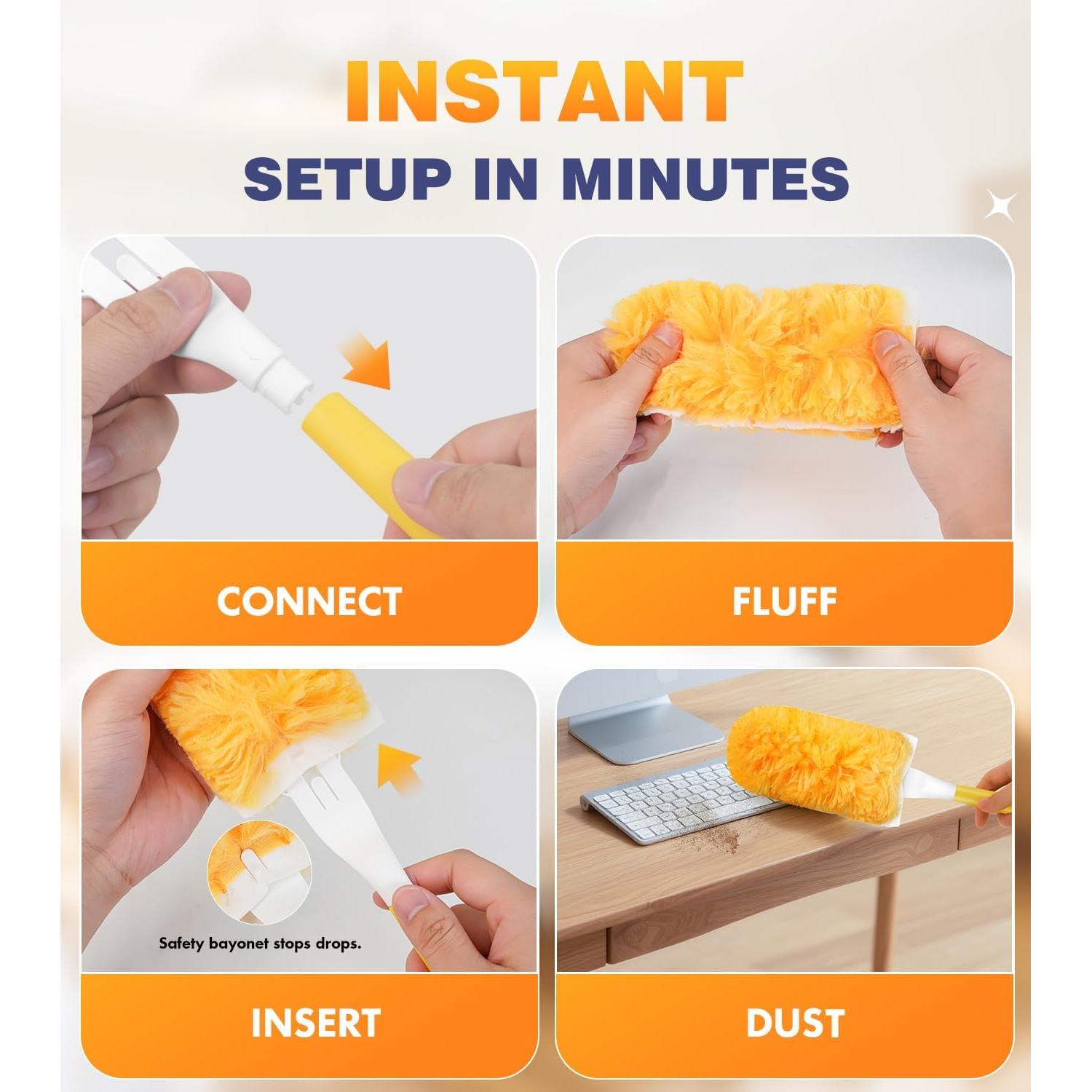 30 Recargas Plumero XICOSO + Mango Ergonómico 360° Amarillo