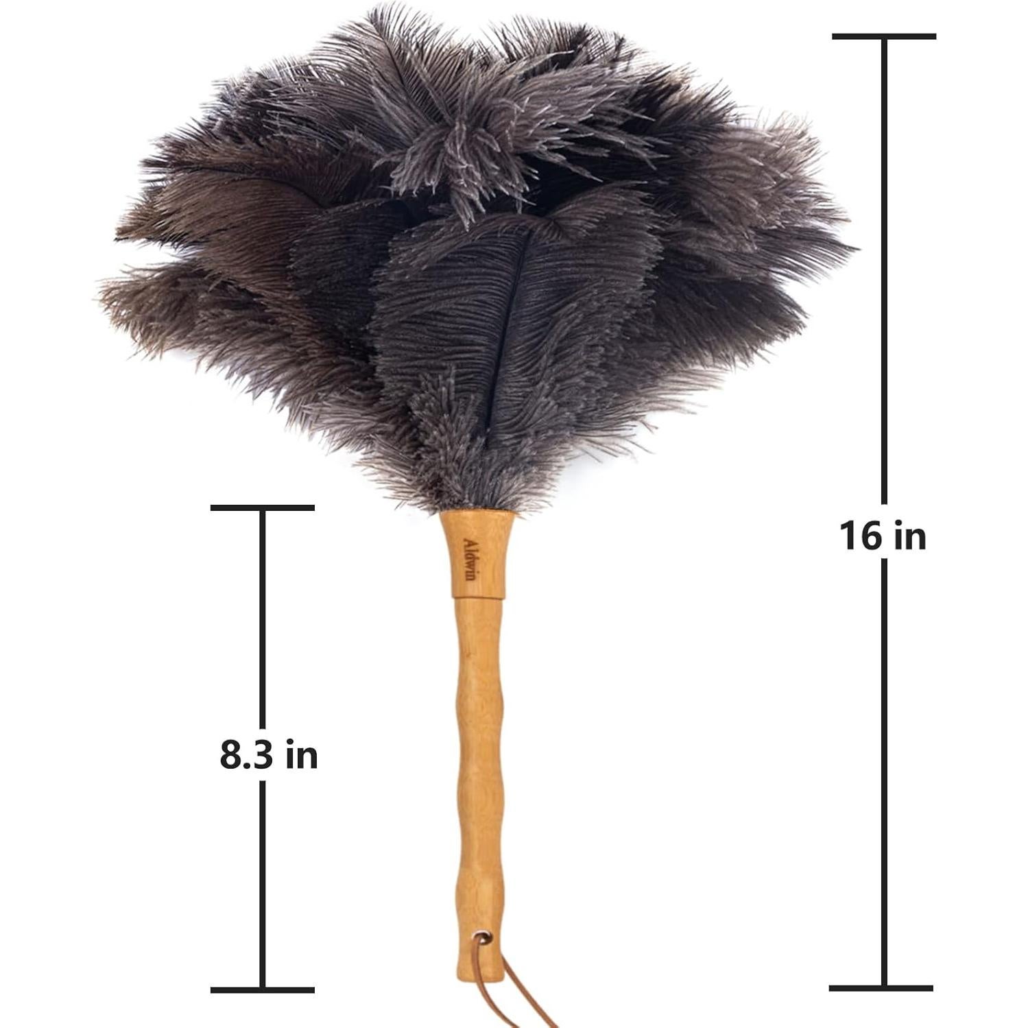 Duster de Plumas de Avestruz Aldwin 40.64 cm Mango de Madera