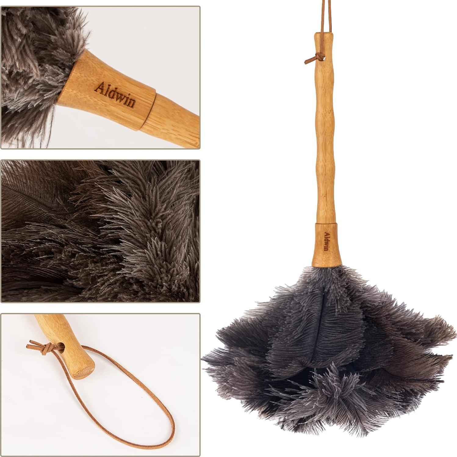 Duster de Plumas de Avestruz Aldwin 40.64 cm Mango de Madera