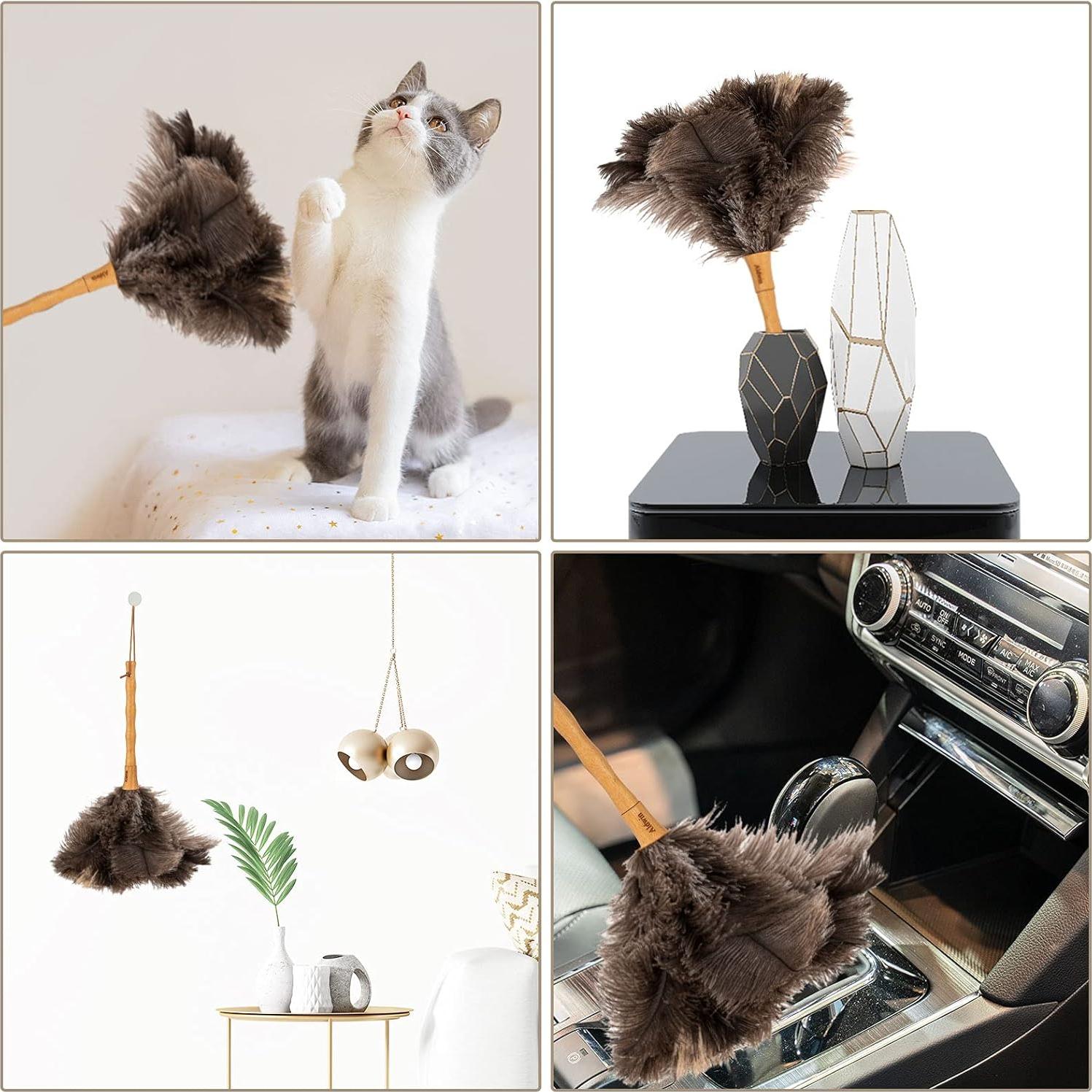 Duster de Plumas de Avestruz Aldwin 40.64 cm Mango de Madera