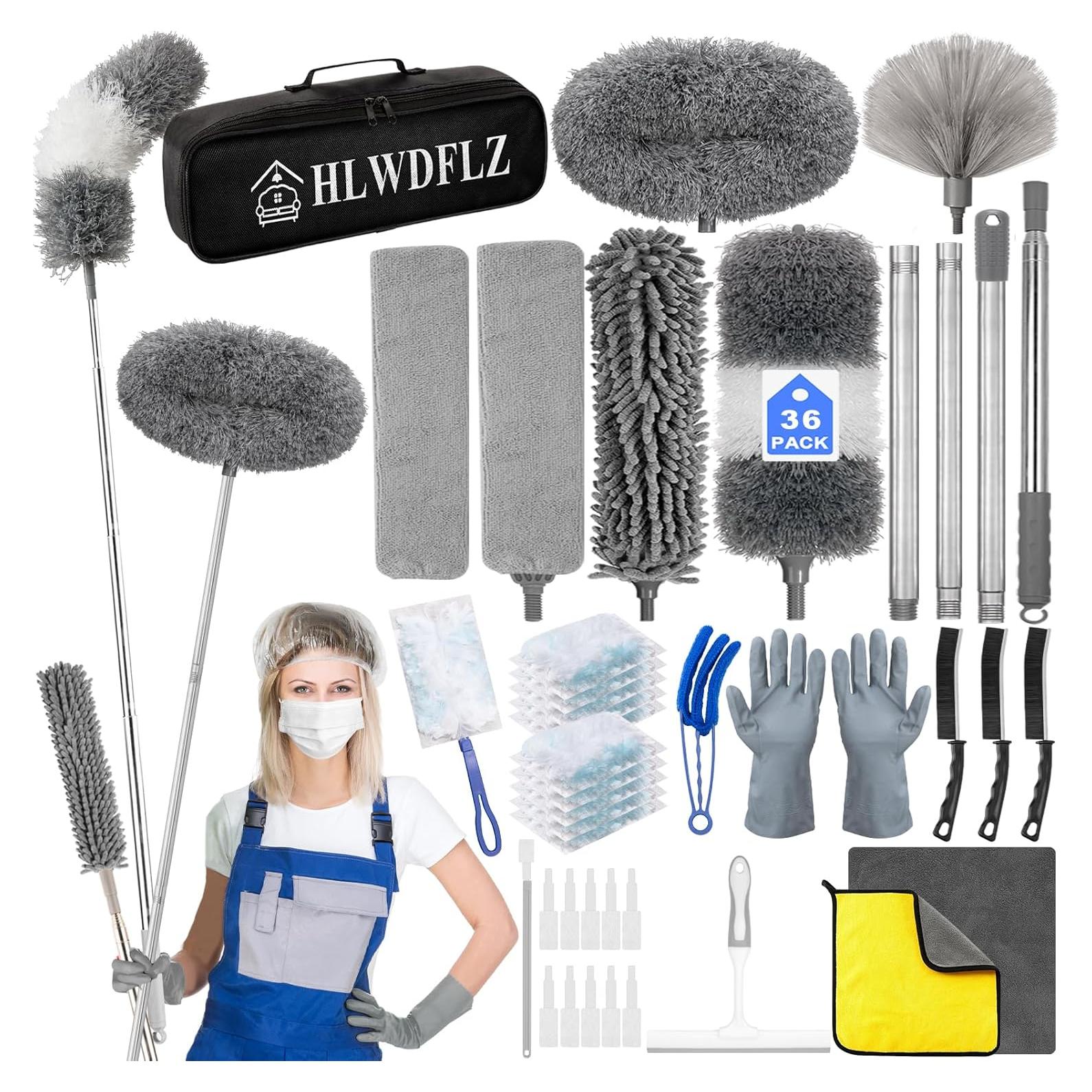 Kit de Limpieza 36pcs HLWDFLZ con Plumero Telescópico 254cm