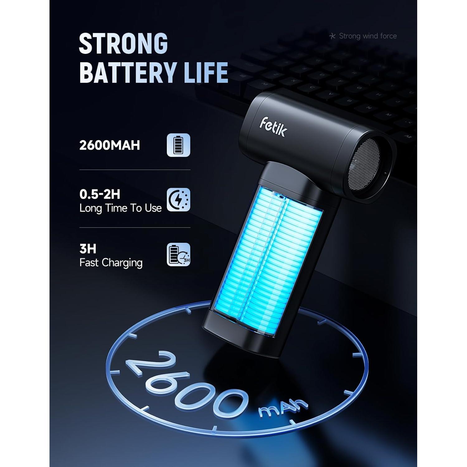 Soplador de Aire Comprimido Fetik AD0001, 3 Velocidades, 388g