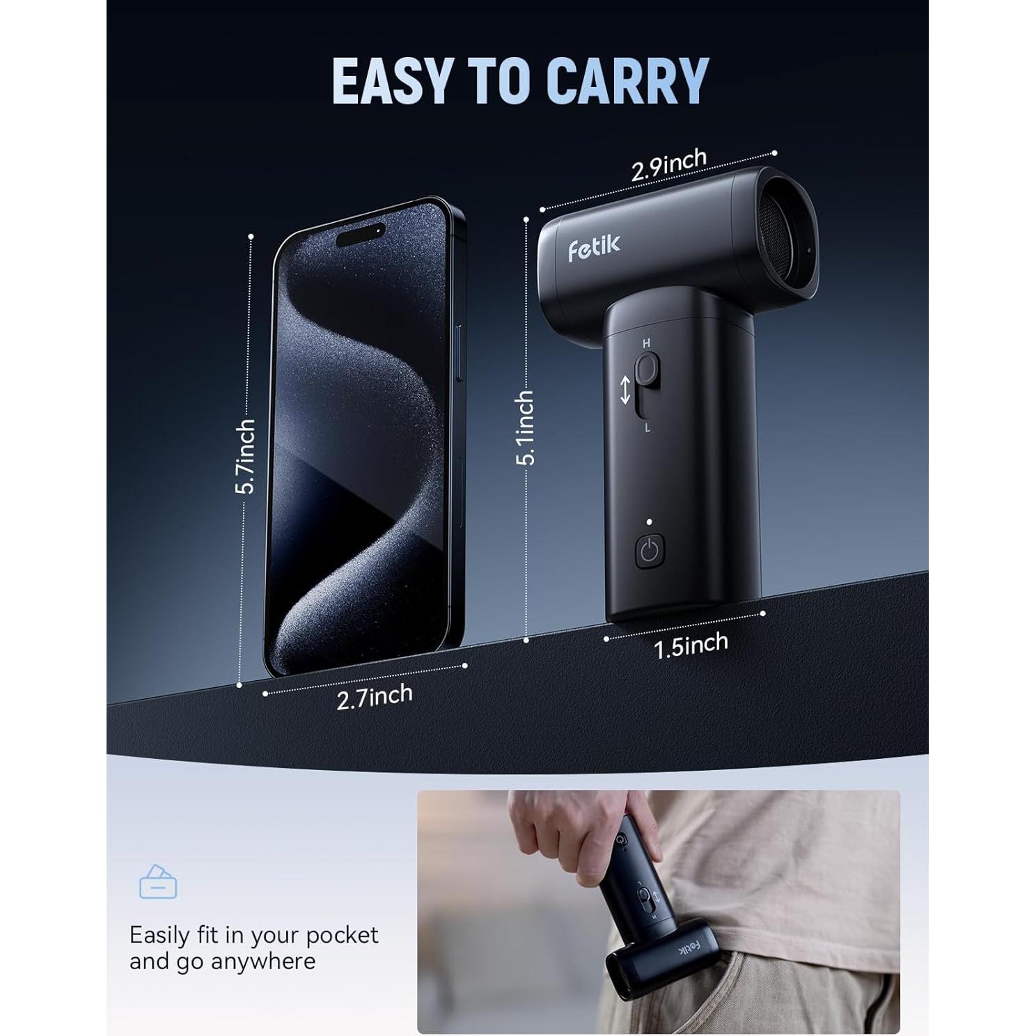 Soplador de Aire Comprimido Fetik AD0001, 3 Velocidades, 388g