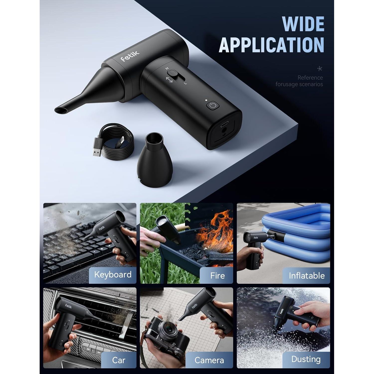 Soplador de Aire Comprimido Fetik AD0001, 3 Velocidades, 388g