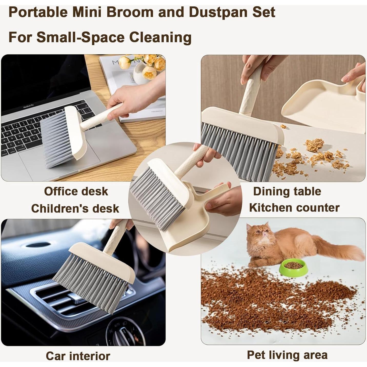 Juego de Escoba y Recogedor Mini Keromtein para Limpieza