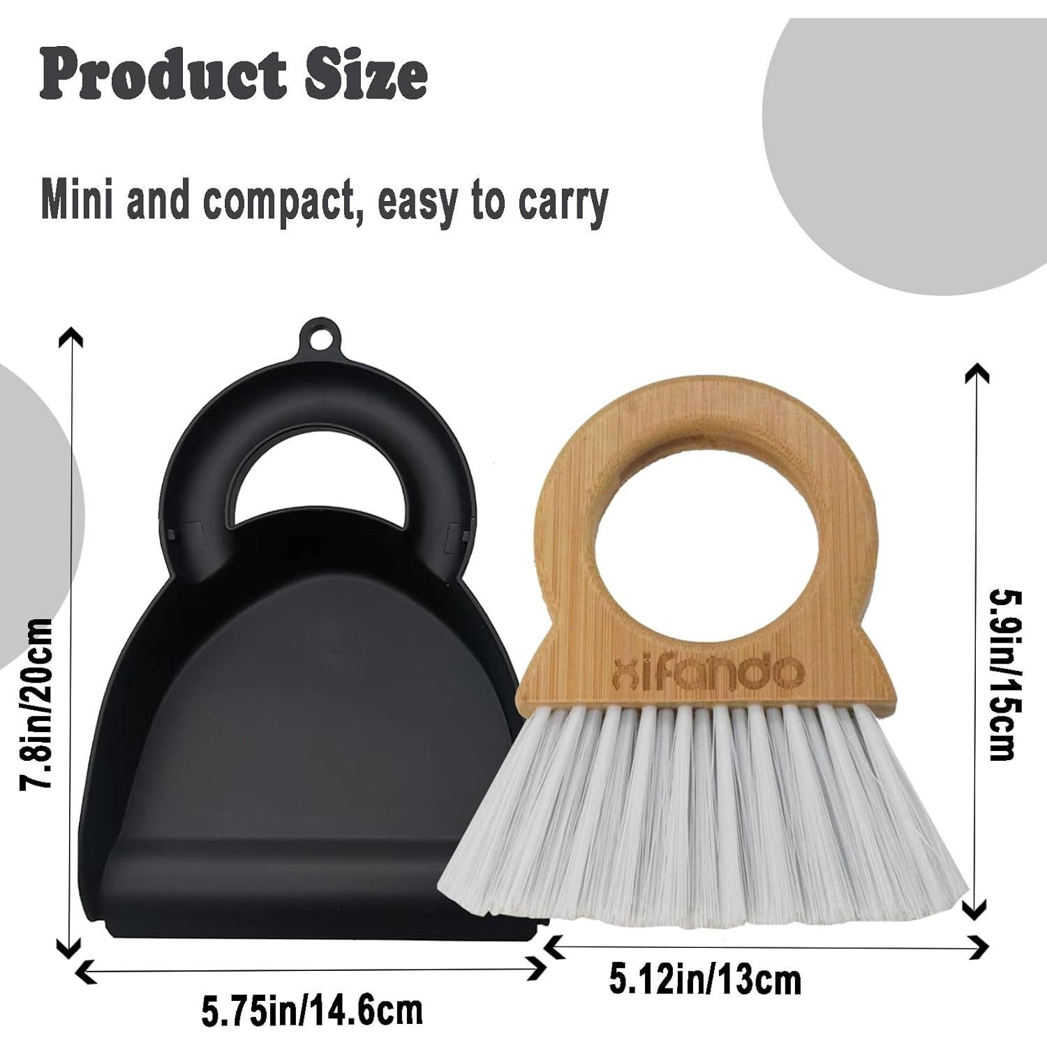 Mini Escoba y Recogedor Xifando - Mango de Bambú, 15x13 cm