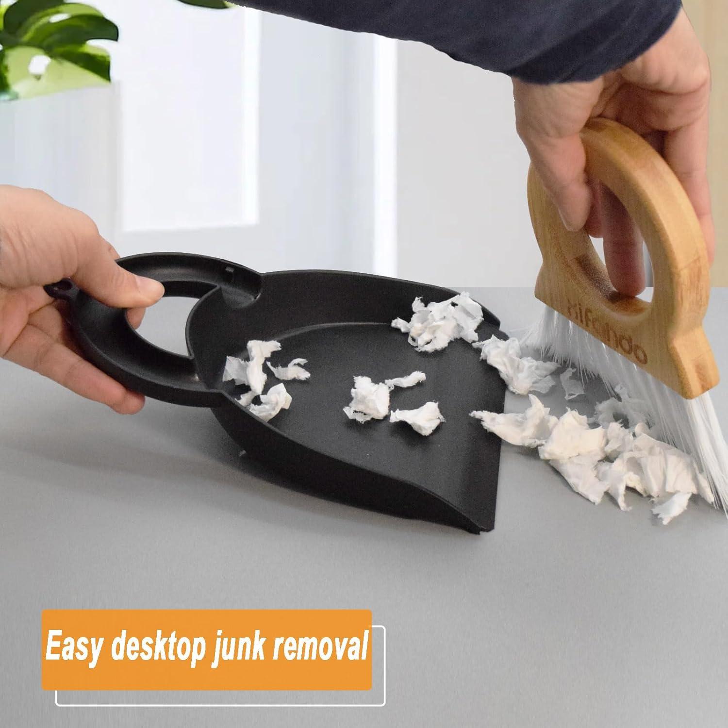 Mini Escoba y Recogedor Xifando - Mango de Bambú, 15x13 cm