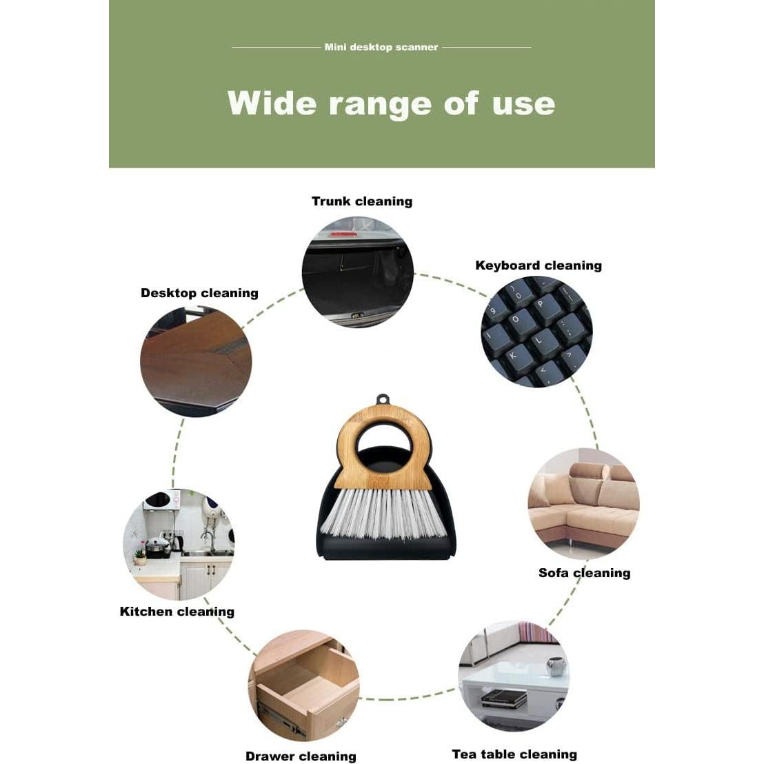 Mini Escoba y Recogedor Xifando - Mango de Bambú, 15x13 cm