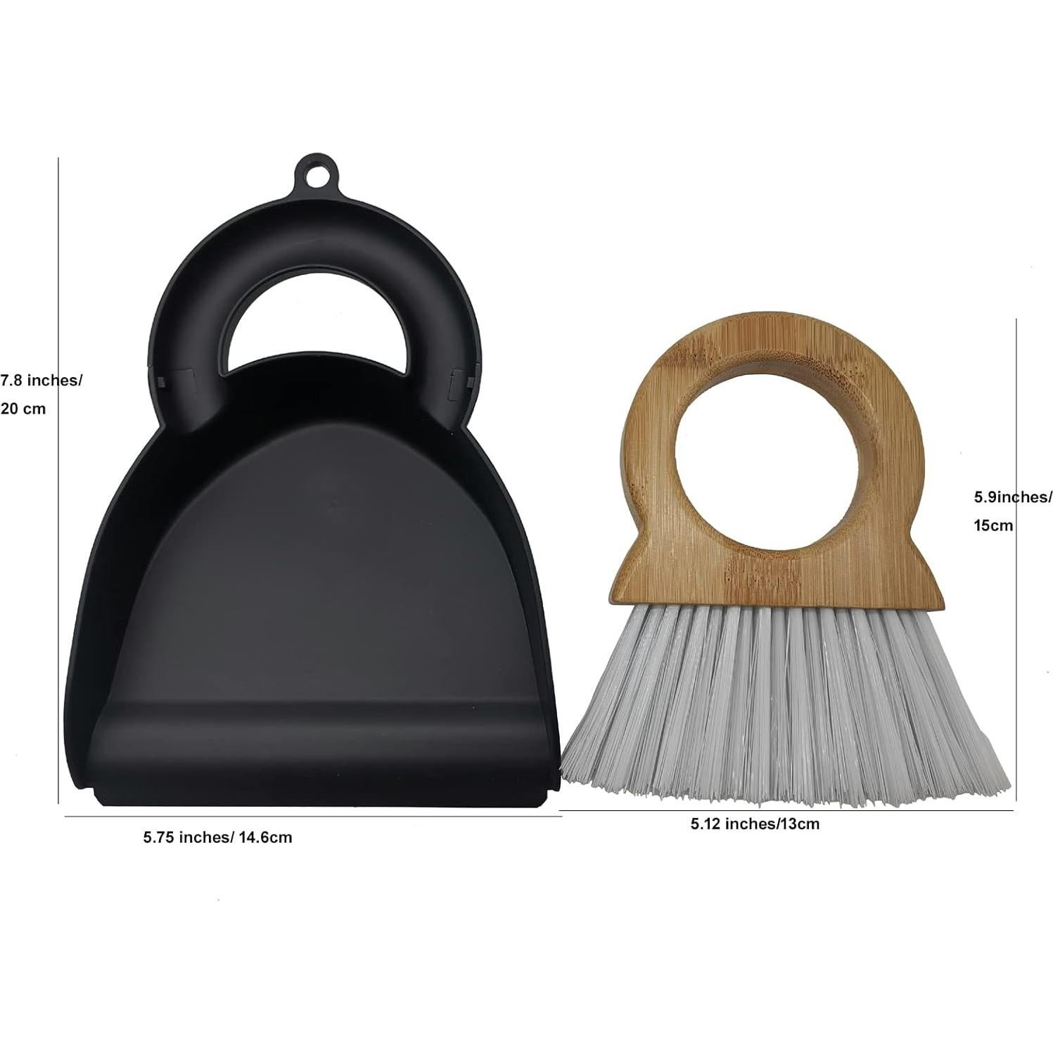 Mini Escoba y Recogedor Xifando - Mango de Bambú, 15x13 cm