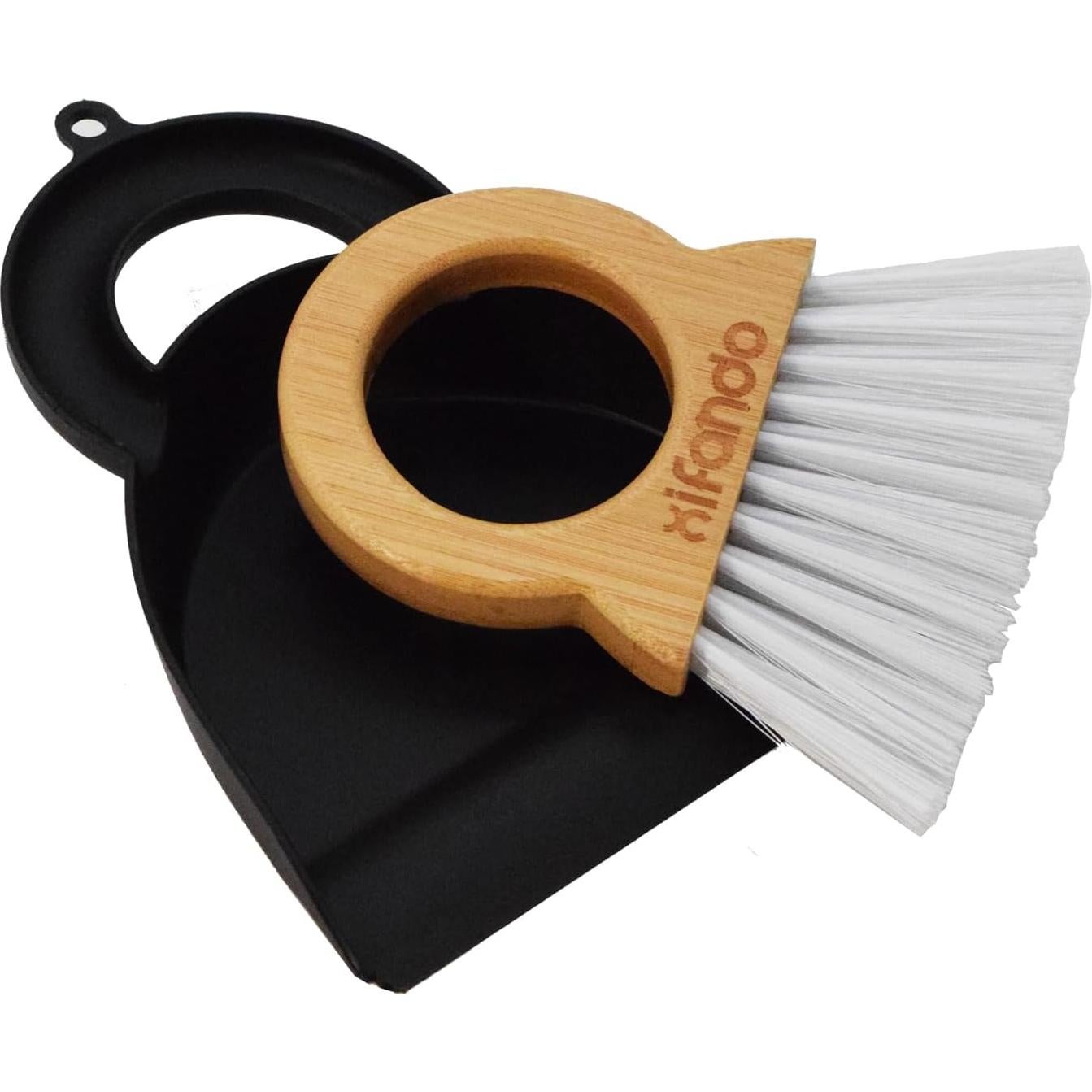 Mini Escoba y Recogedor Xifando - Mango de Bambú, 15x13 cm