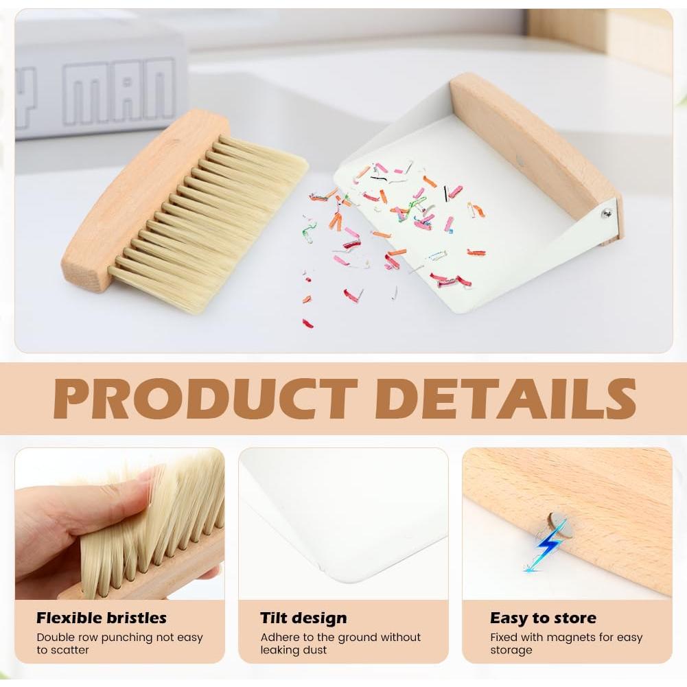 Juego de Mini Cepillo y Recogedor Pilarmuture - Madera, 15.5x10.5cm