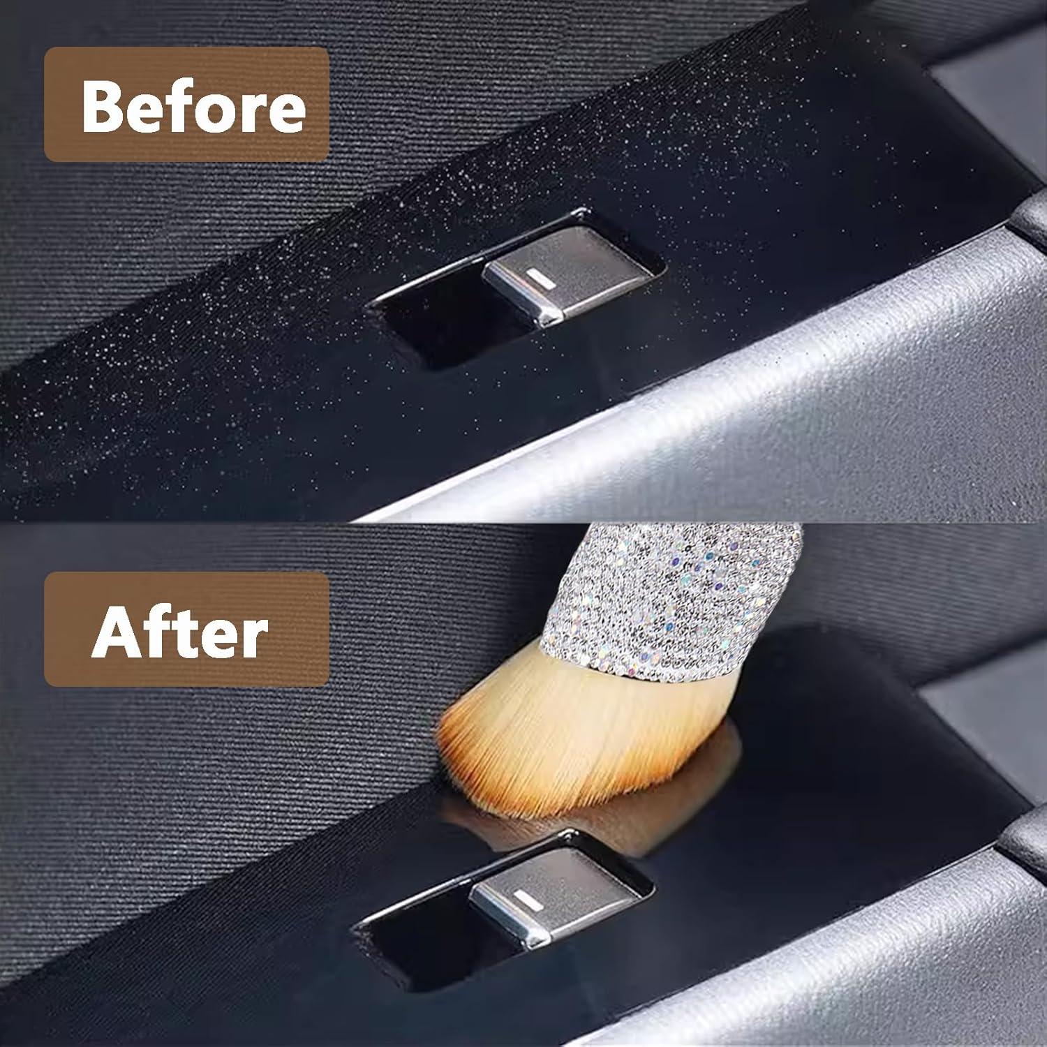 Cepillo de Limpieza Interior de Coche Buzopuw 2 Piezas Plata