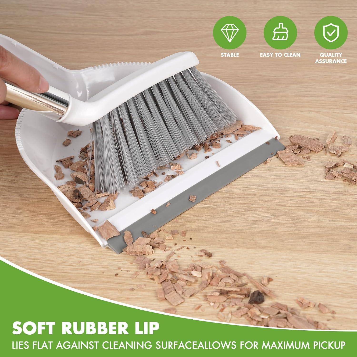 Juego de Escoba y Recogedor Mini Zehrai - Ergonomico, Blanco