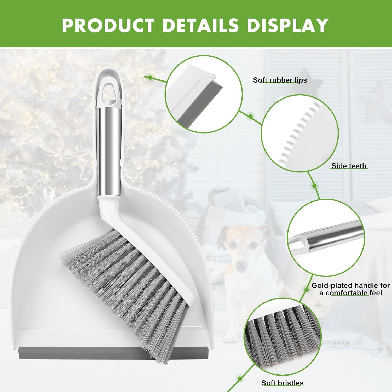 Juego de Escoba y Recogedor Mini Zehrai - Ergonomico, Blanco