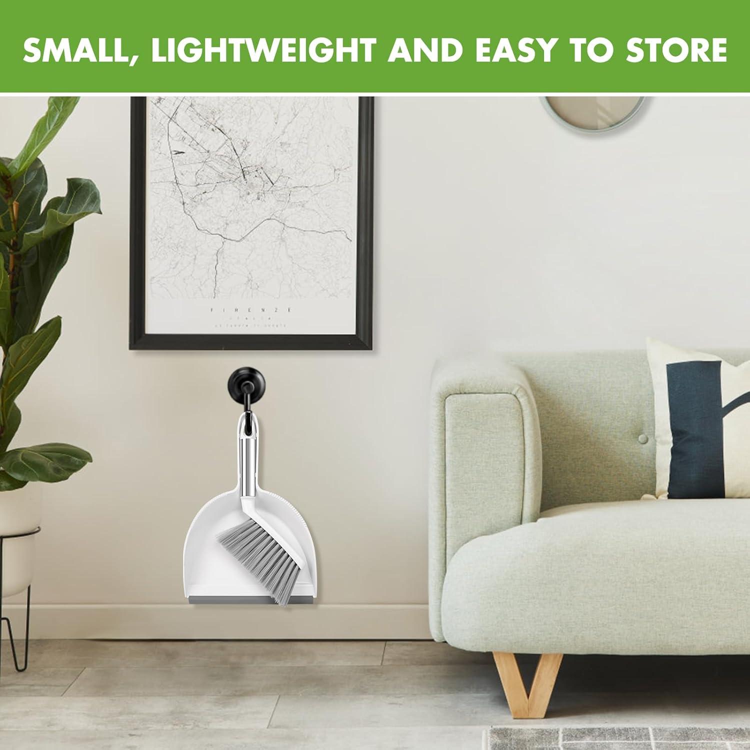 Juego de Escoba y Recogedor Mini Zehrai - Ergonomico, Blanco