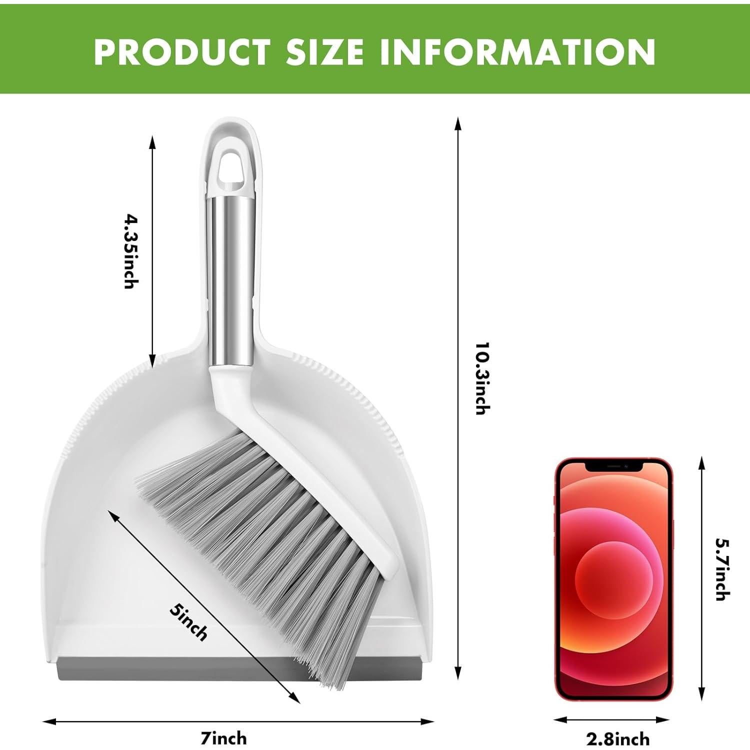Juego de Escoba y Recogedor Mini Zehrai - Ergonomico, Blanco