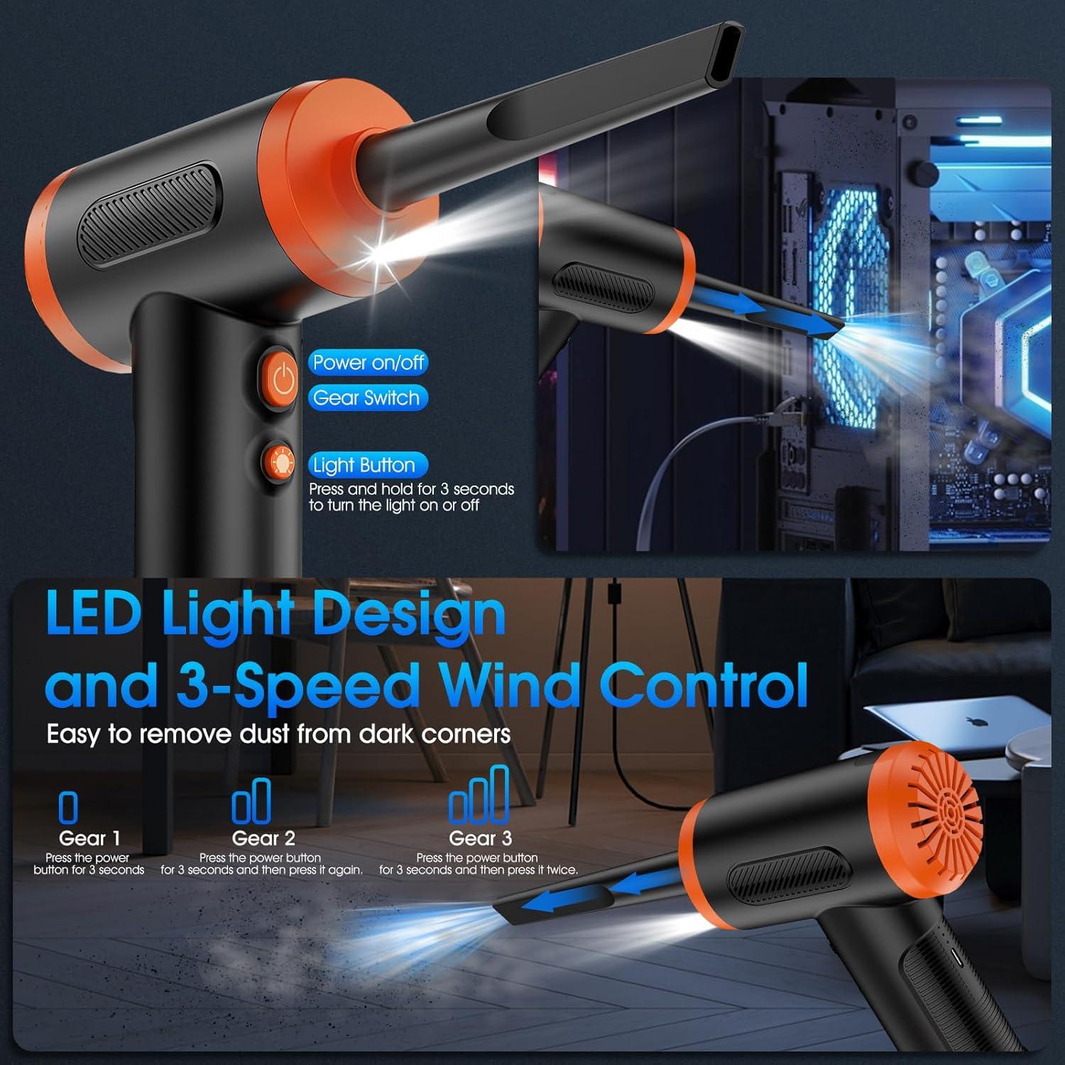 Soplador de Aire Comprimido y Aspiradora KOPIDOE VC016 3 Velocidades