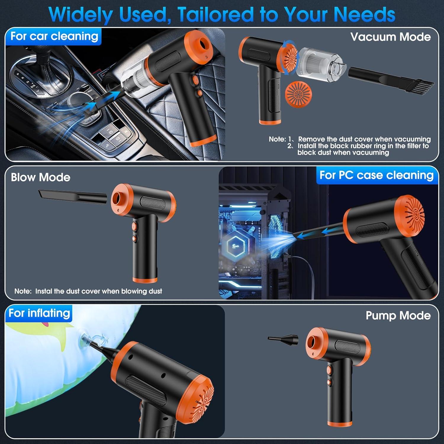 Soplador de Aire Comprimido y Aspiradora KOPIDOE VC016 3 Velocidades