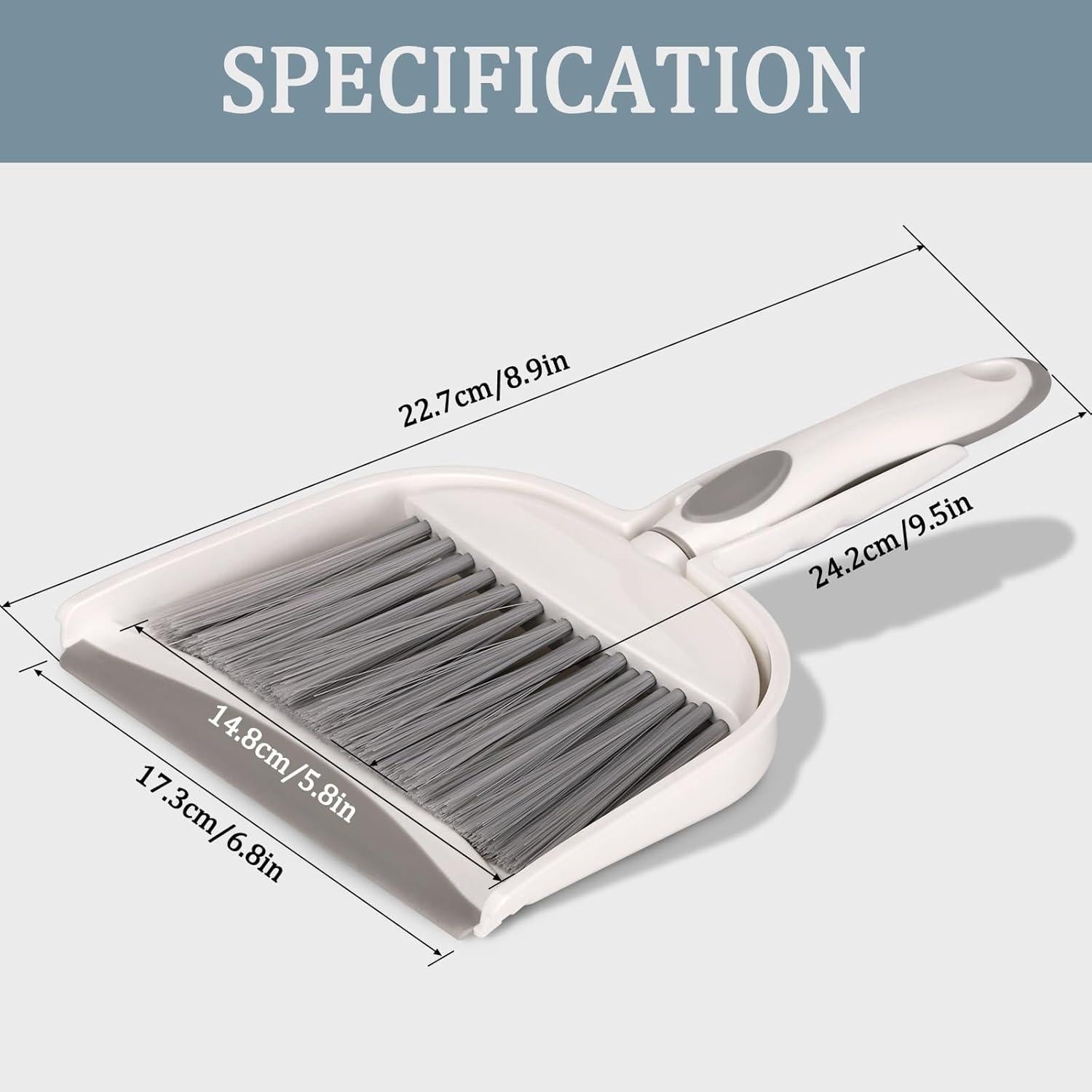 Juego de Escoba y Recogedor ZEDACY Compacto Blanco Verde