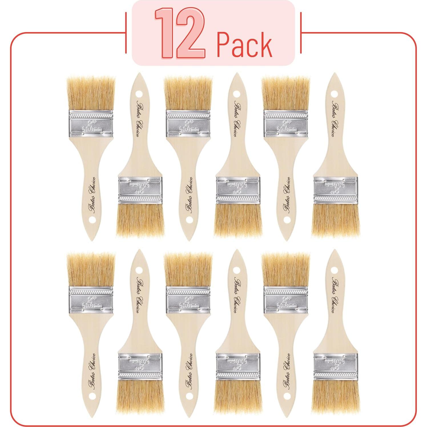 Brochas de Pintura de Chip Bates, 12 Unidades, 5.08 cm