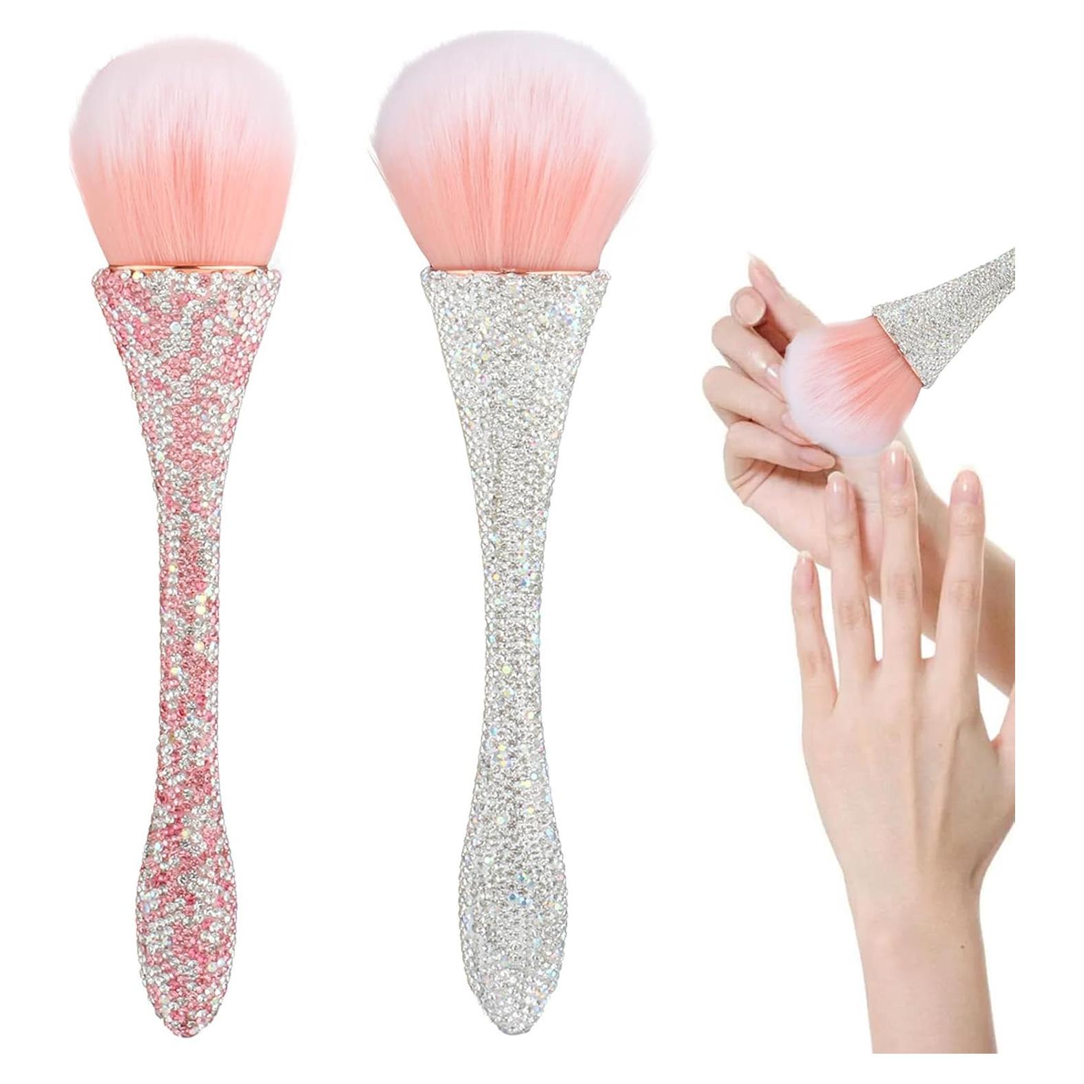 Brochas para Polvo de Uñas KuuGuu - 2 Pcs, 20 cm, Brillantes