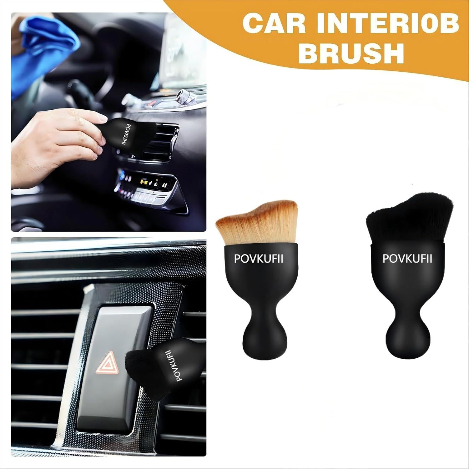 Cepillos de Detalle para Interior de Auto Povkufii - 2 Pcs