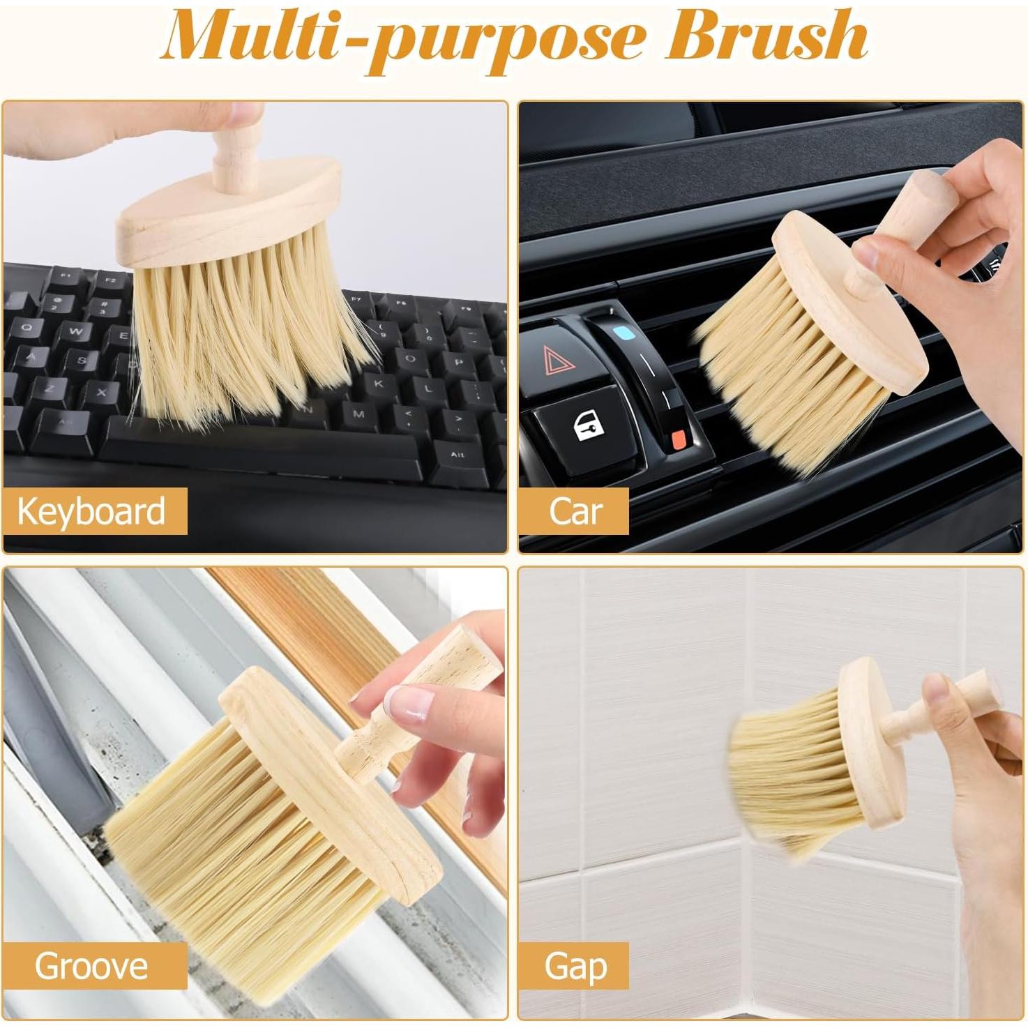 4 Cepillos de Limpieza para Ranuras BOSMIOW - Mango de Madera