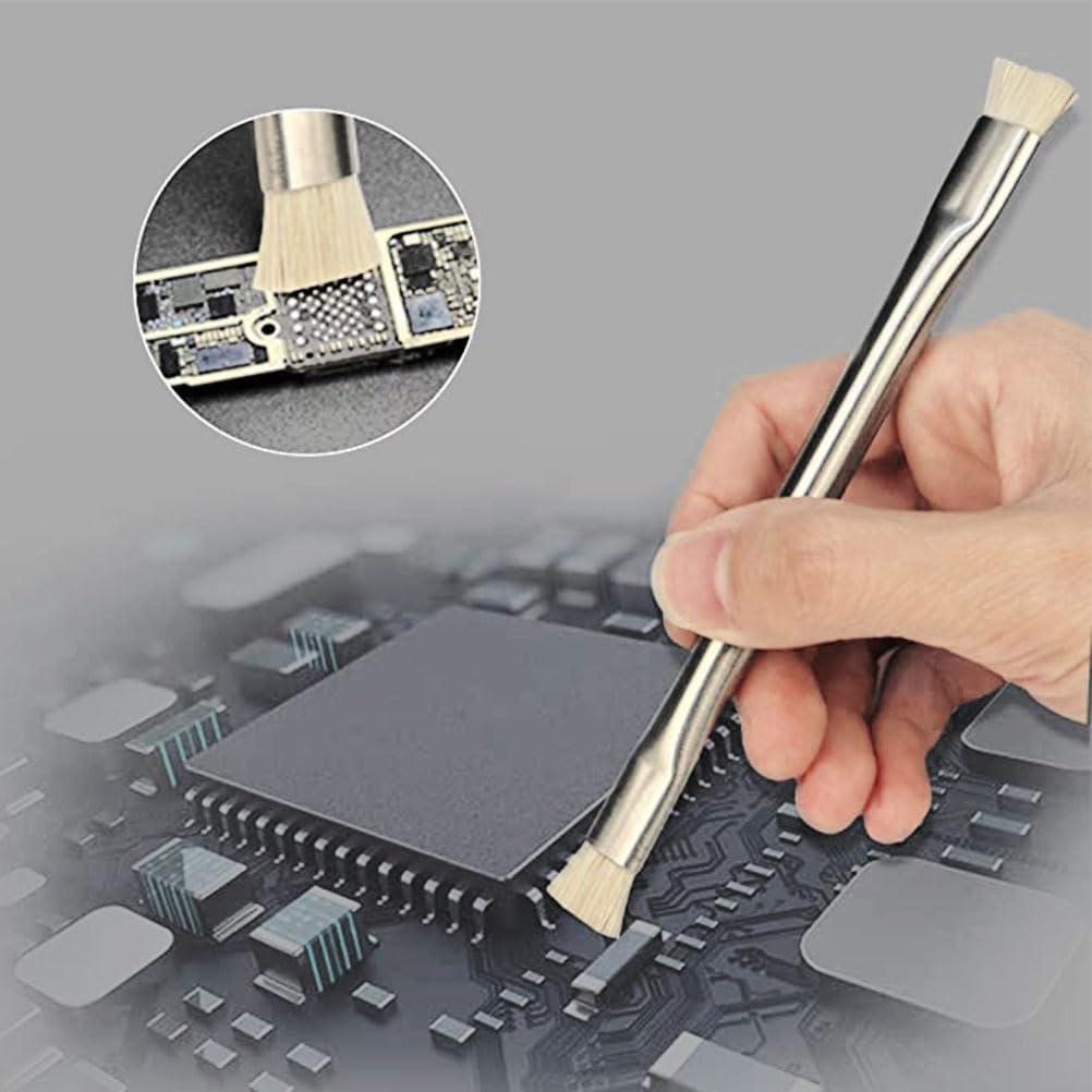 Cepillo Antiestático Hemobllo Doble Cara con Mango de Metal