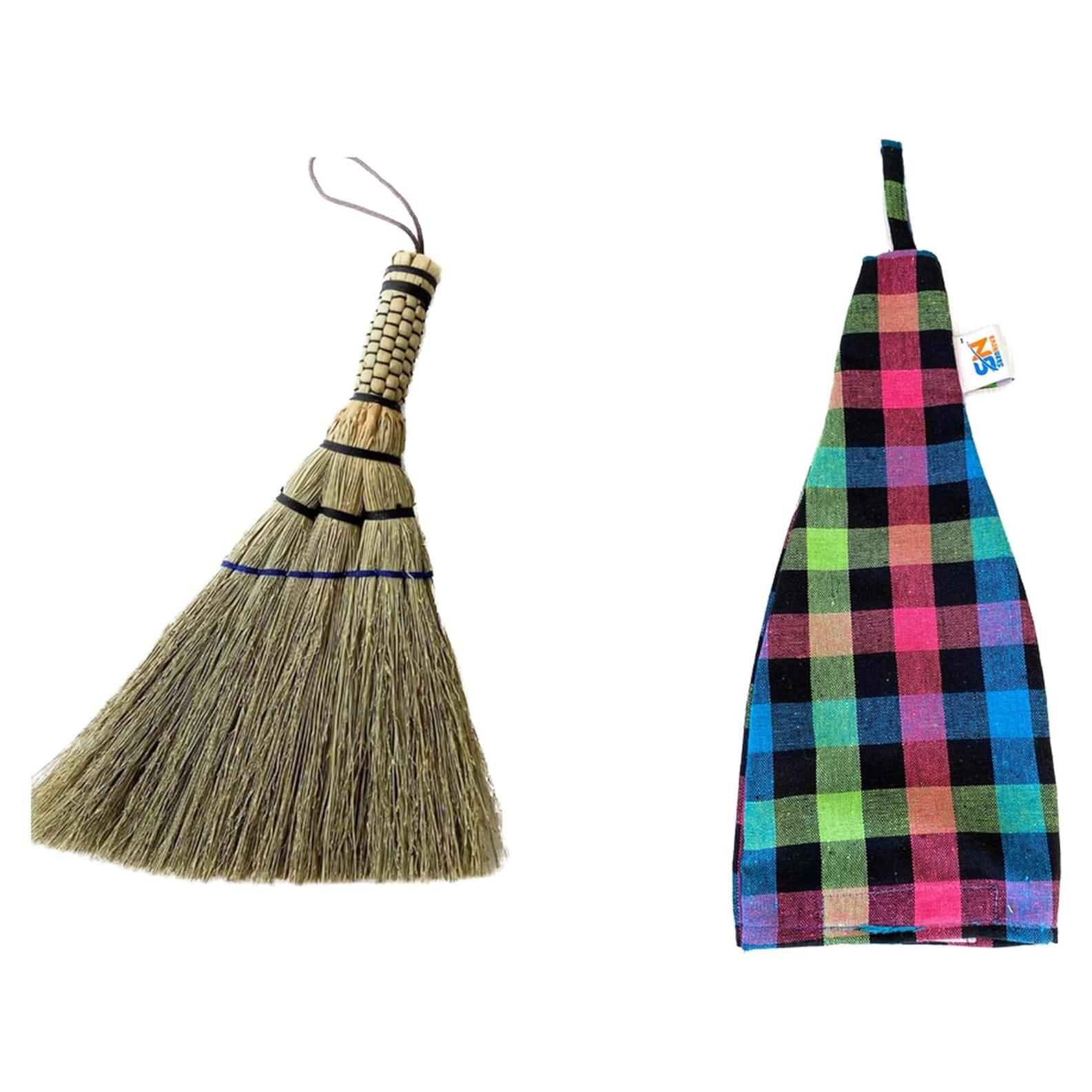 Escoba de mano SKENNOVA de sorgo y bambú - 30.48 cm