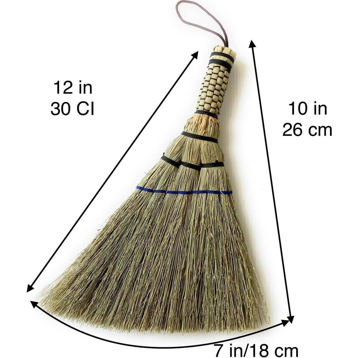 Escoba de mano SKENNOVA de sorgo y bambú - 30.48 cm