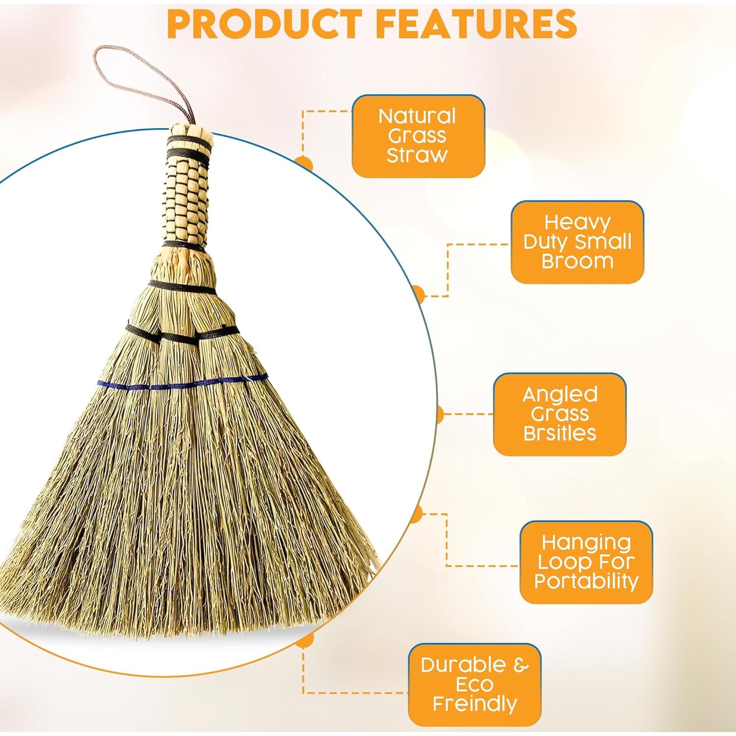 Escoba de mano SKENNOVA de sorgo y bambú - 30.48 cm