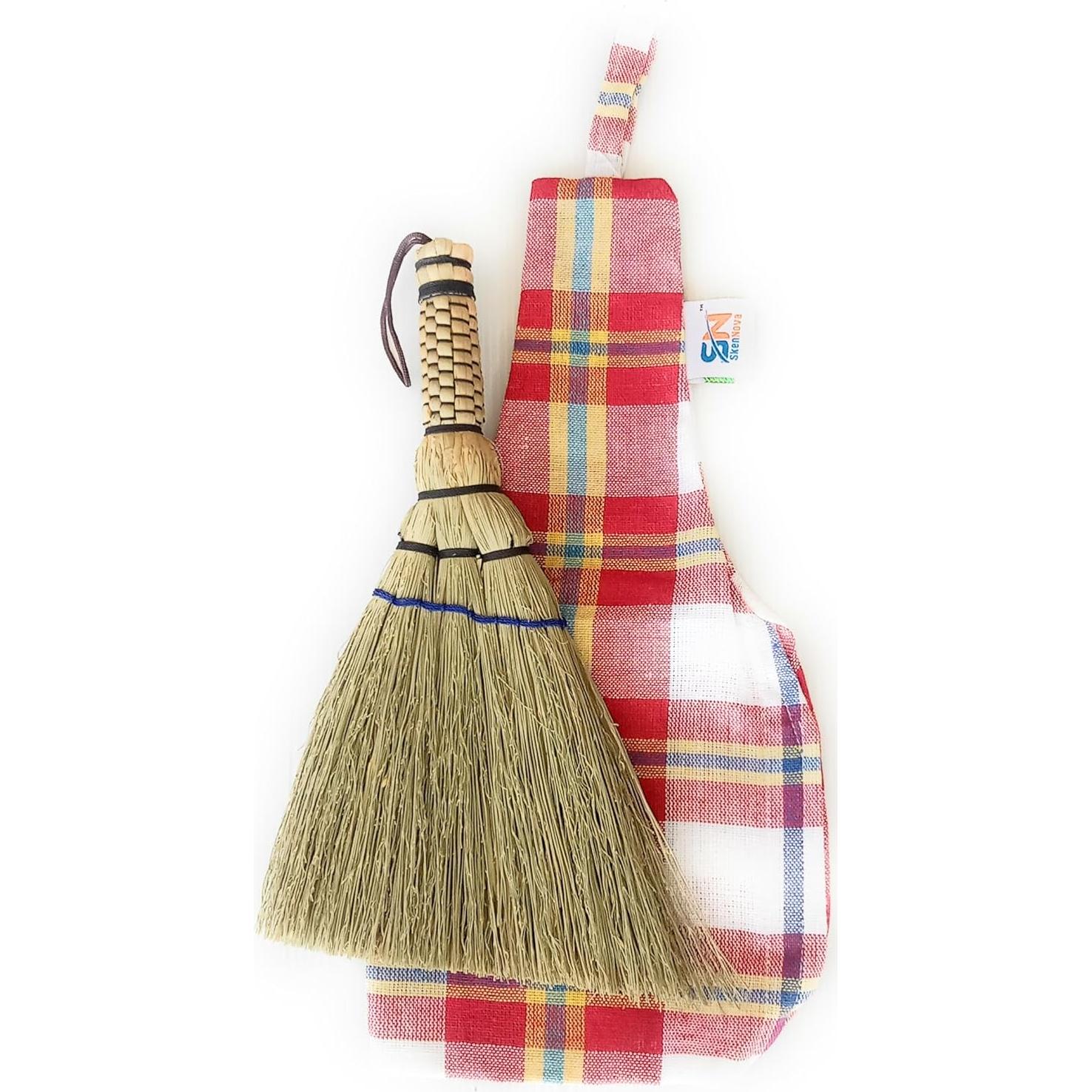 Escoba de mano SKENNOVA de sorgo y bambú - 30.48 cm