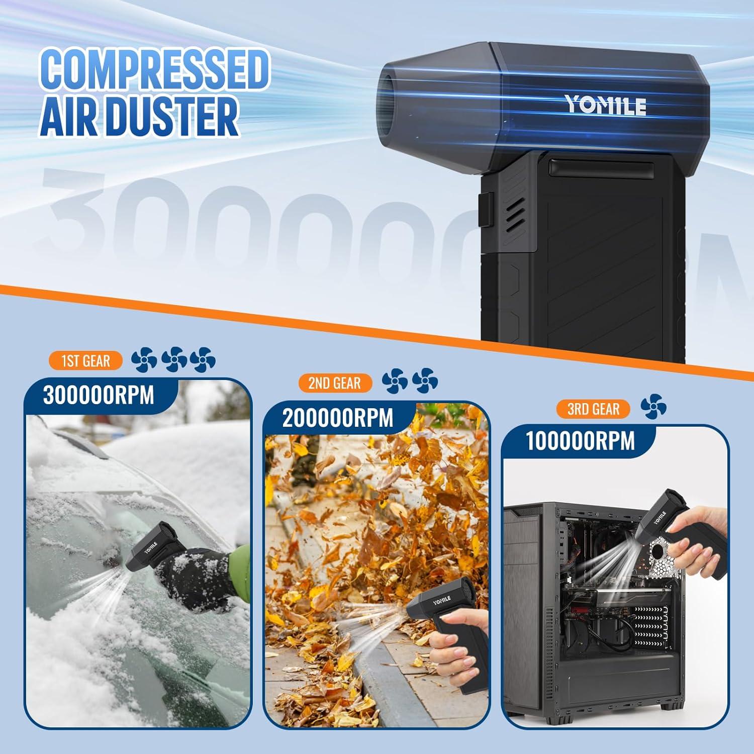 Soplador de aire eléctrico YOMILE 300000RPM 10500mAh portátil