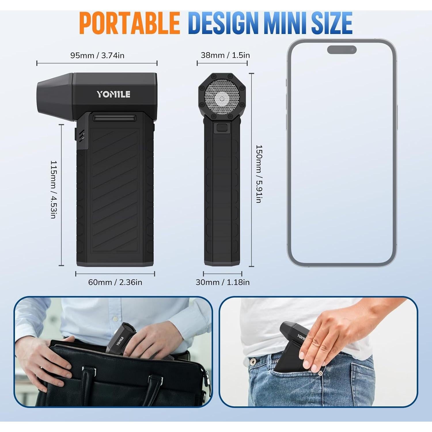 Soplador de aire eléctrico YOMILE 300000RPM 10500mAh portátil