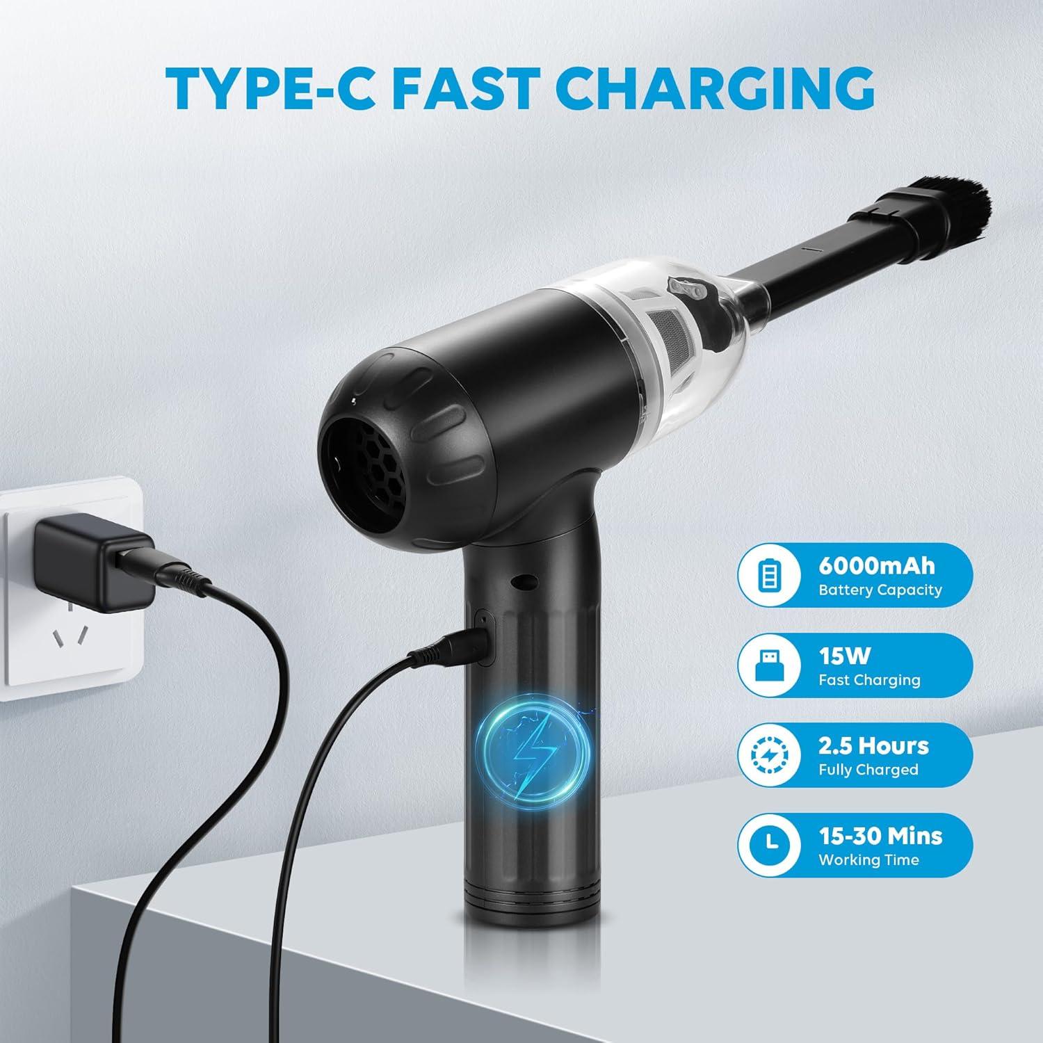 Soplador de Aire Comprimido TOBTOS 90W con Luz LED y 3 Velocidades