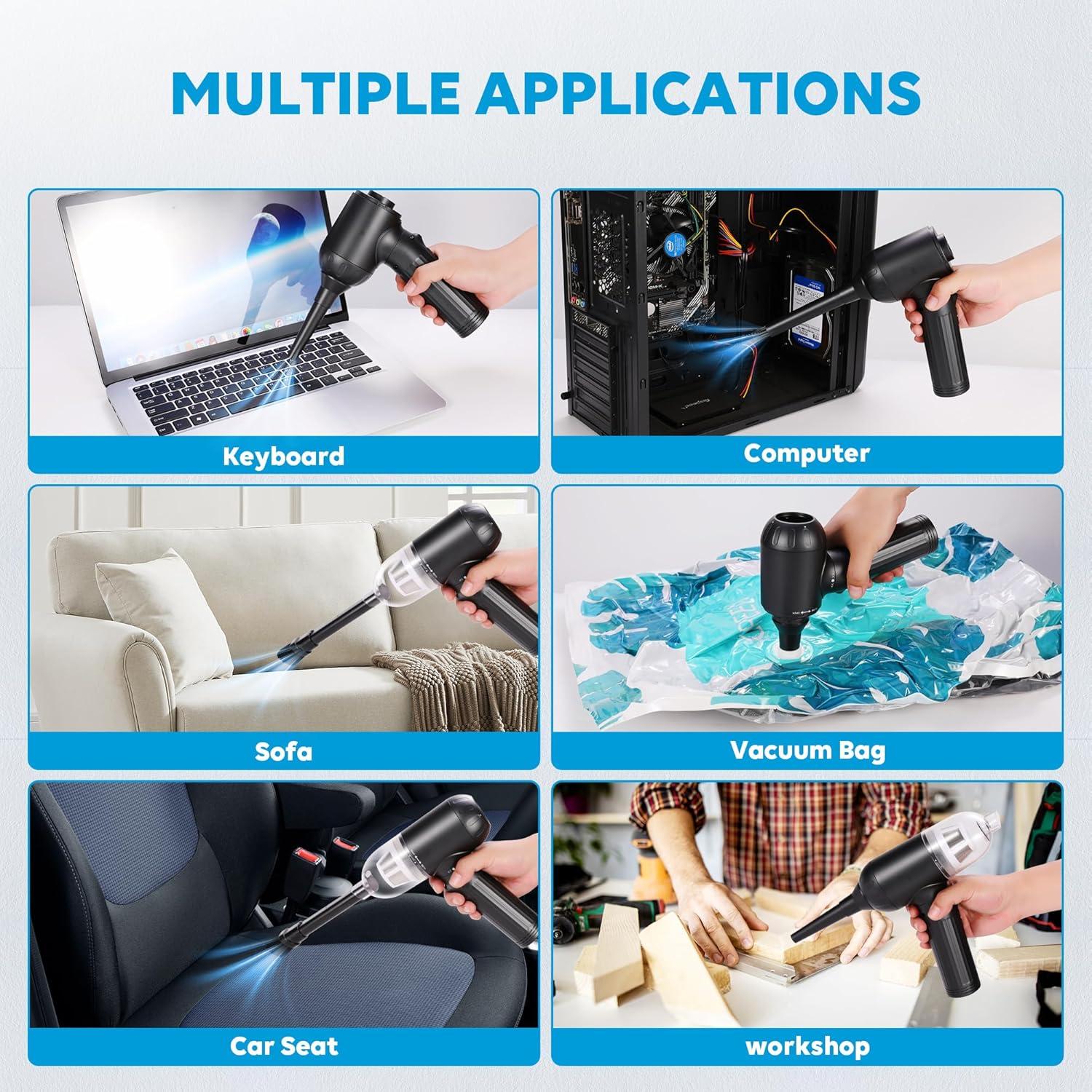 Soplador de Aire Comprimido TOBTOS 90W con Luz LED y 3 Velocidades