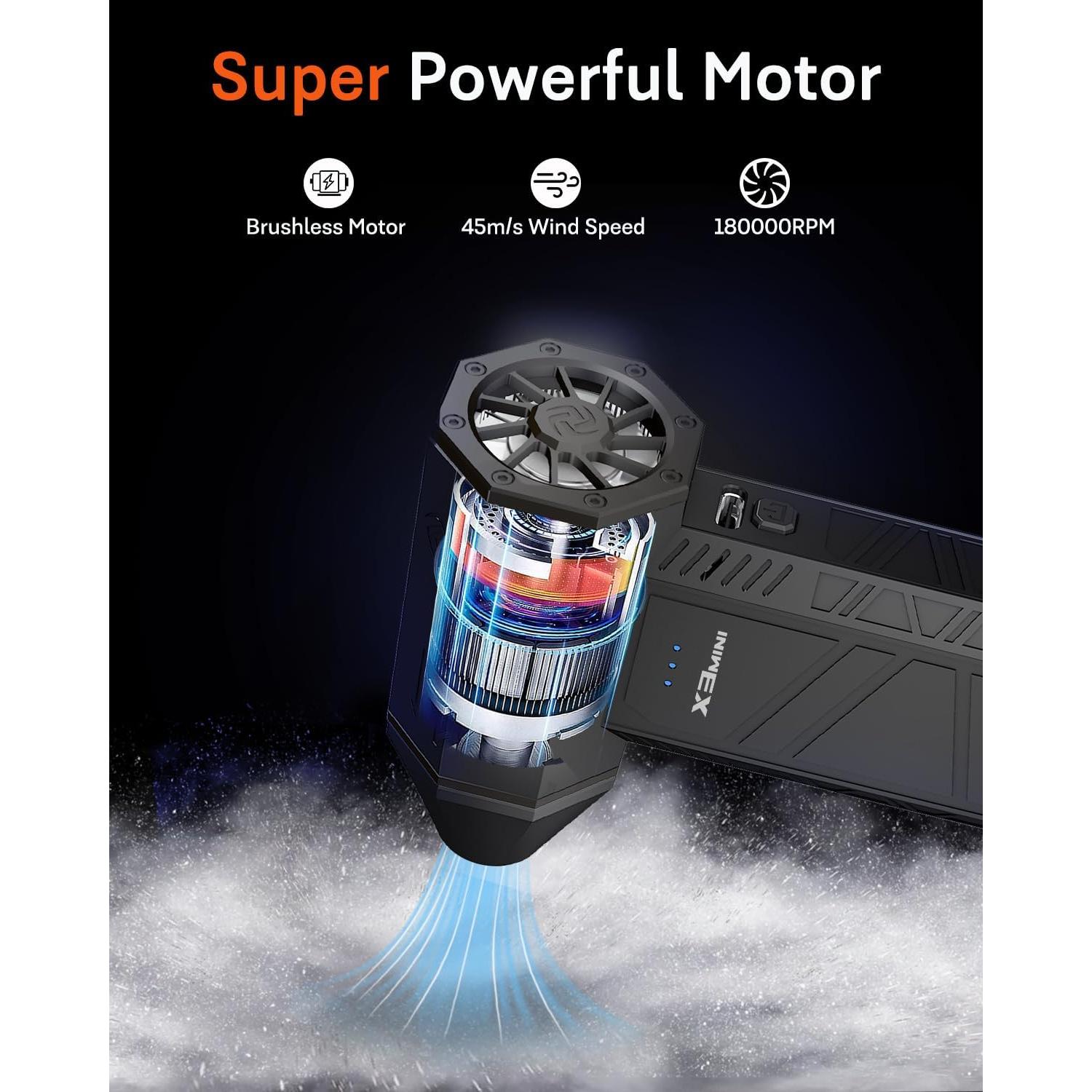 Soplador de Aire Eléctrico KONPAYDE 180000RPM Recargable Negro