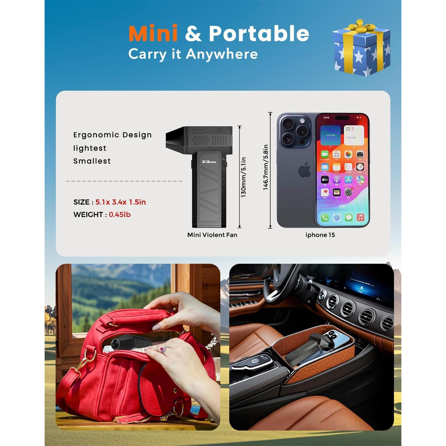 Soplador de Aire Eléctrico KONPAYDE 180000RPM Recargable Negro