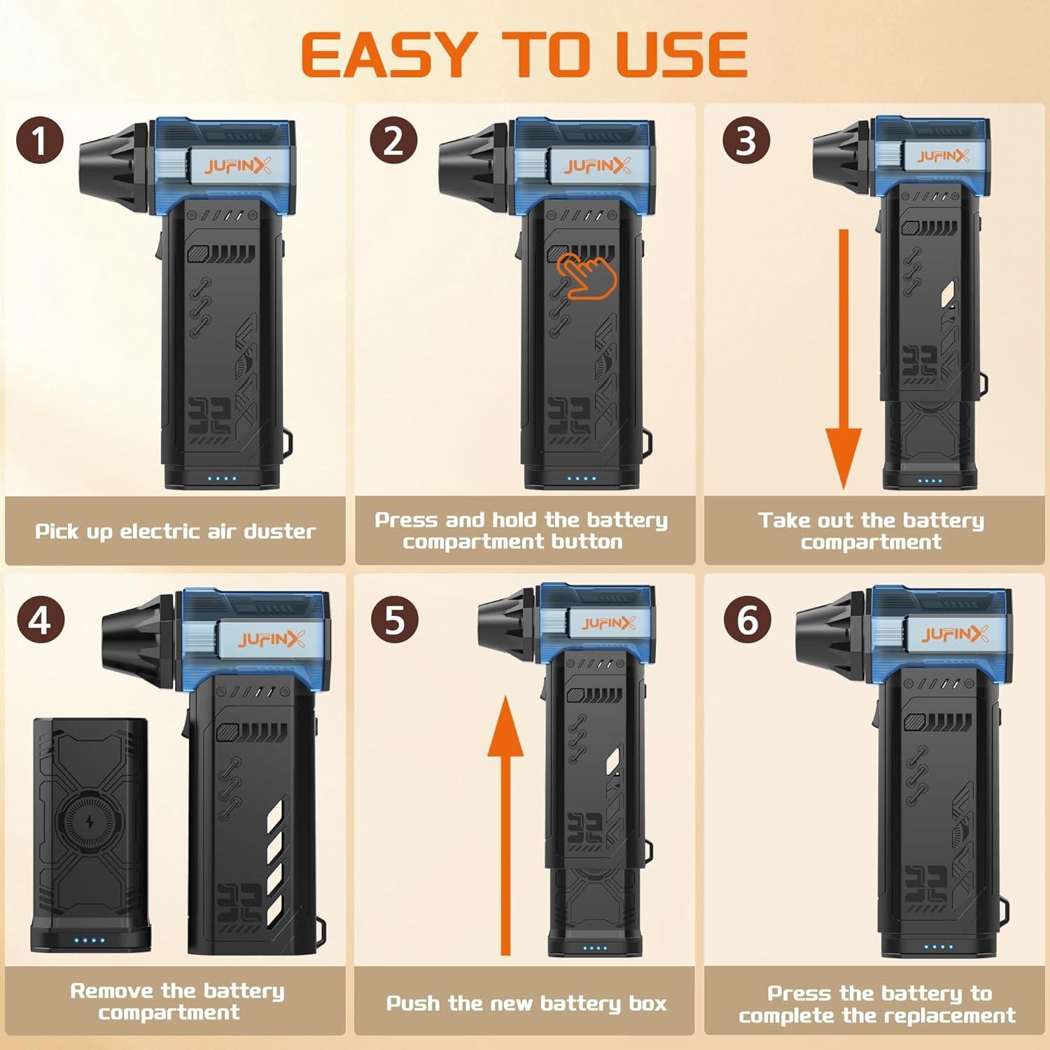 Soplador de Aire Inalámbrico JUFINX X301MAX 250000 RPM