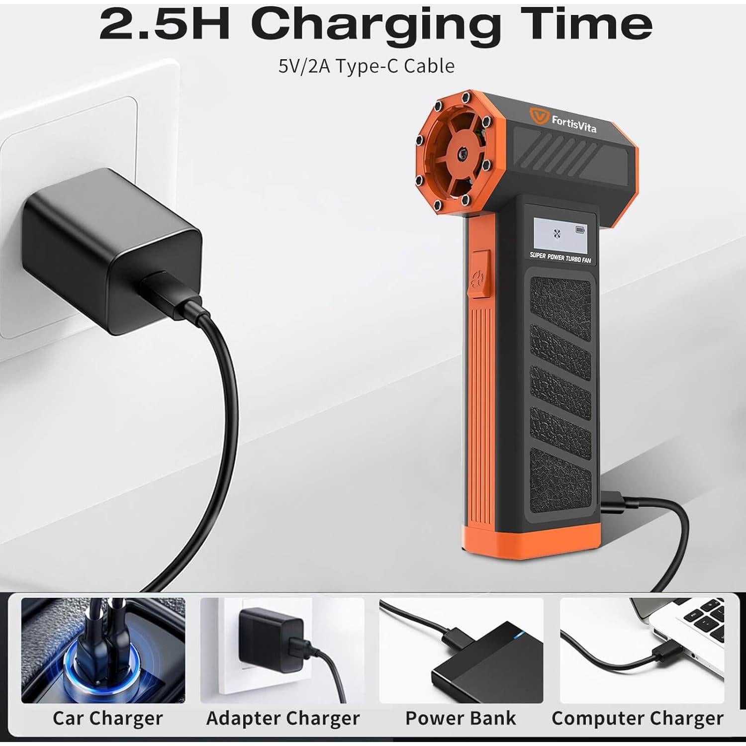 Soplador de Aire Comprimido FortisVita P30 Recargable 0.48kg