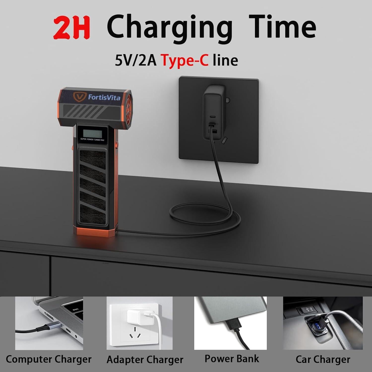 Soplador de Aire Comprimido FortisVita P30 Recargable 0.48kg