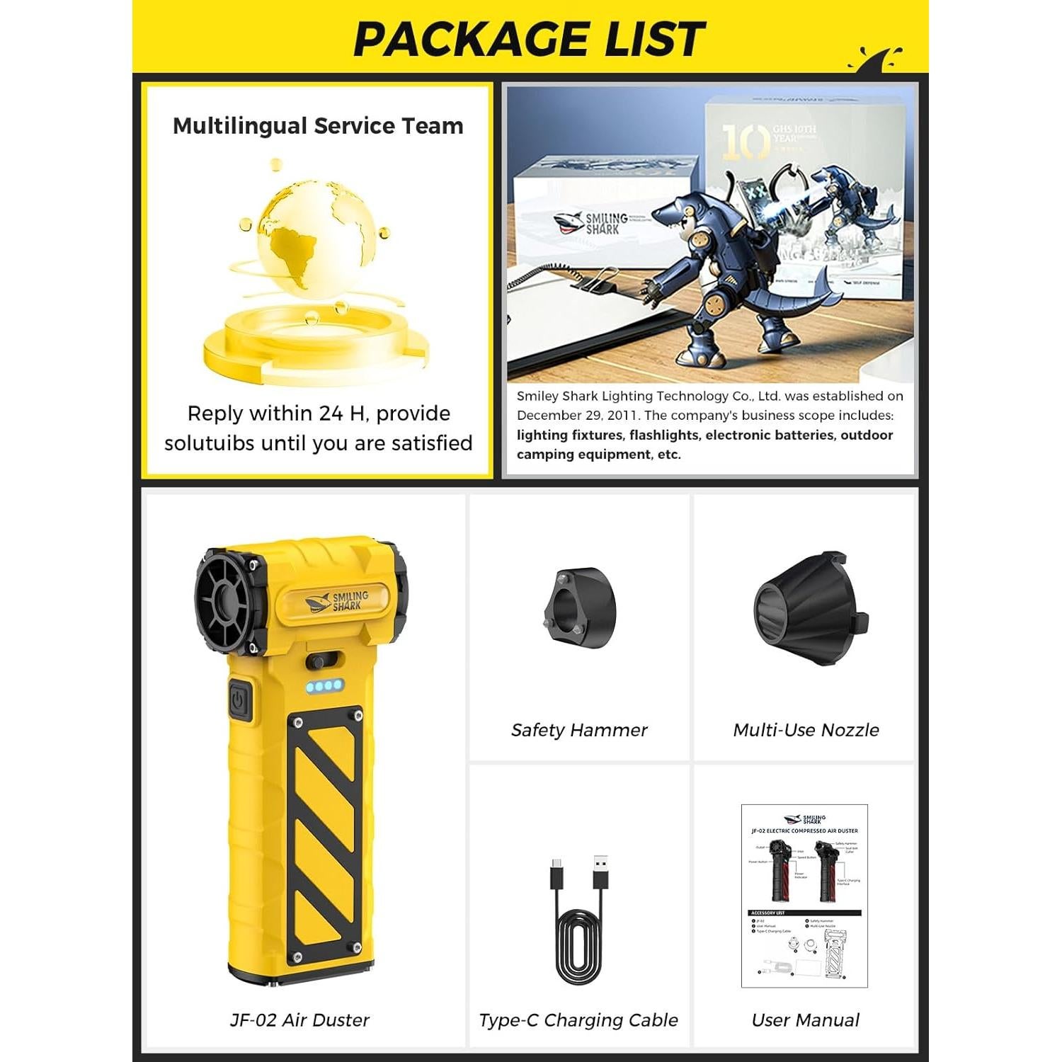 Soplador de Aire Comprimido Smiling Shark JF-02 Inalámbrico 110000 RPM