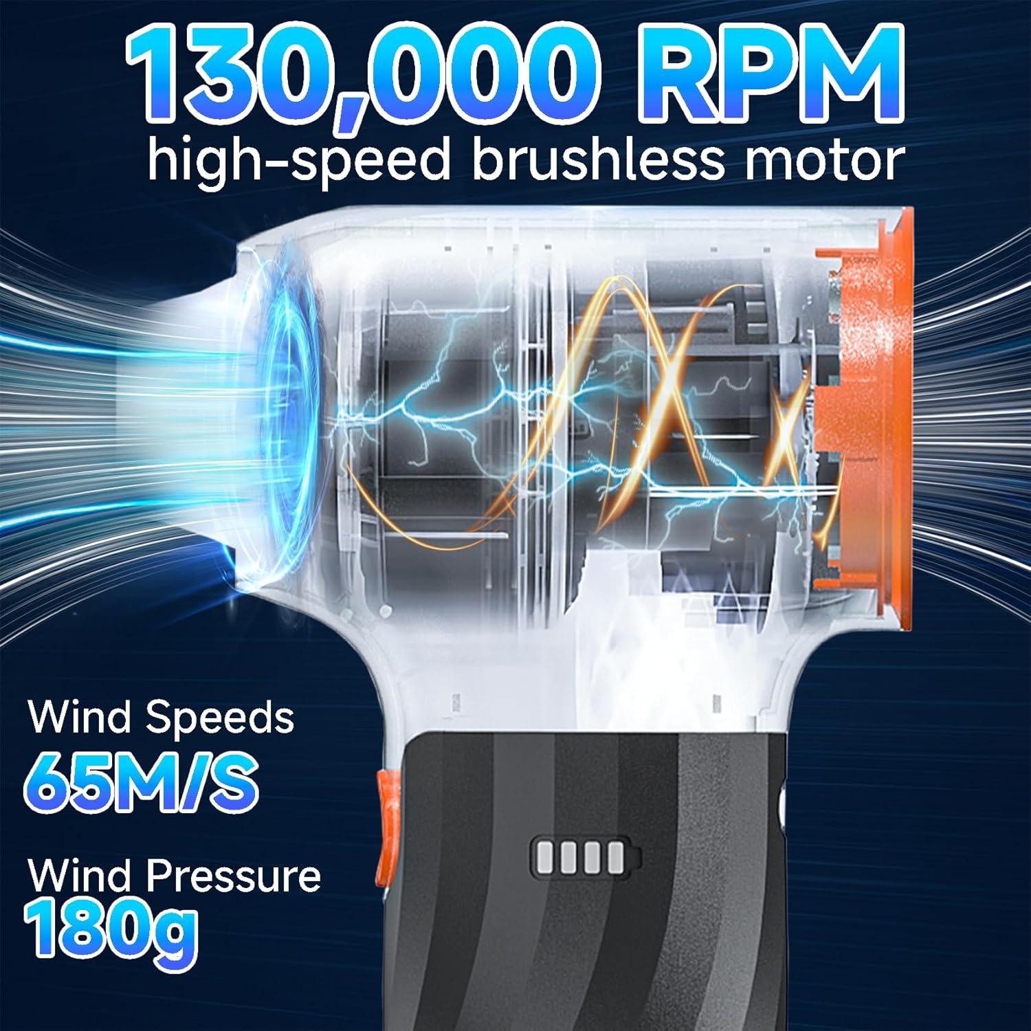 Soplador de Aire Eléctrico Truwelby 130,000 RPM 3 Boquillas