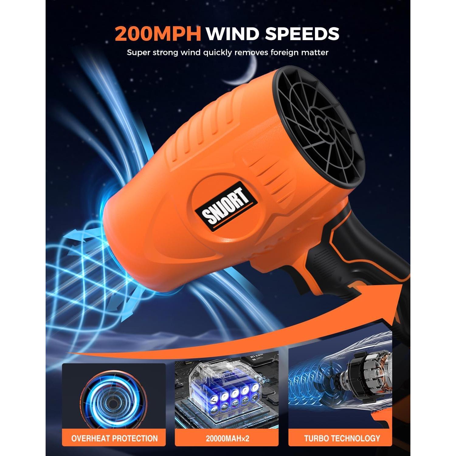 Soplador de Hojas Inalámbrico SNJORT S7MAX-L 500,000 RPM