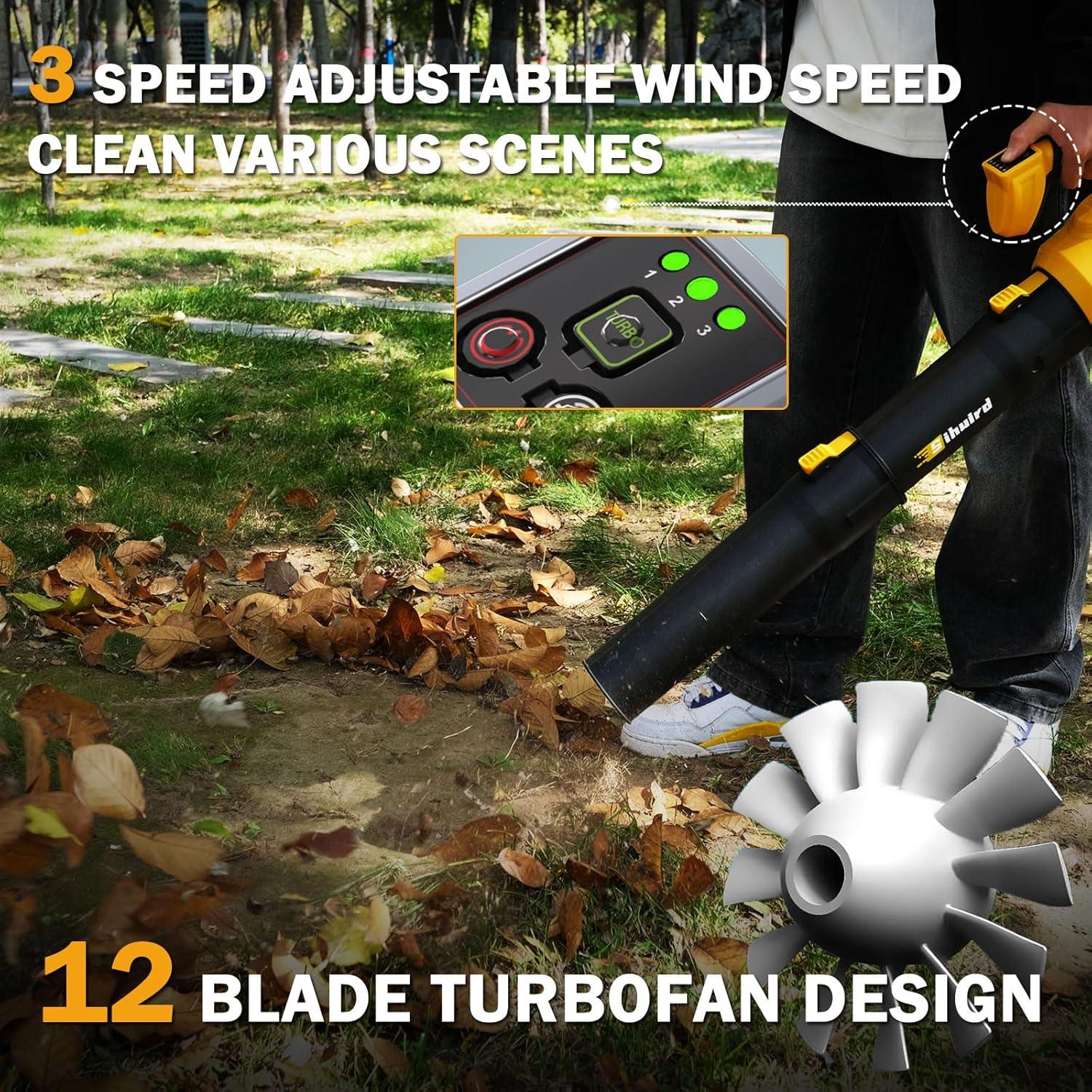 Soplador de Hojas Inalámbrico Sihuird 21V 680CFM 3 Velocidades