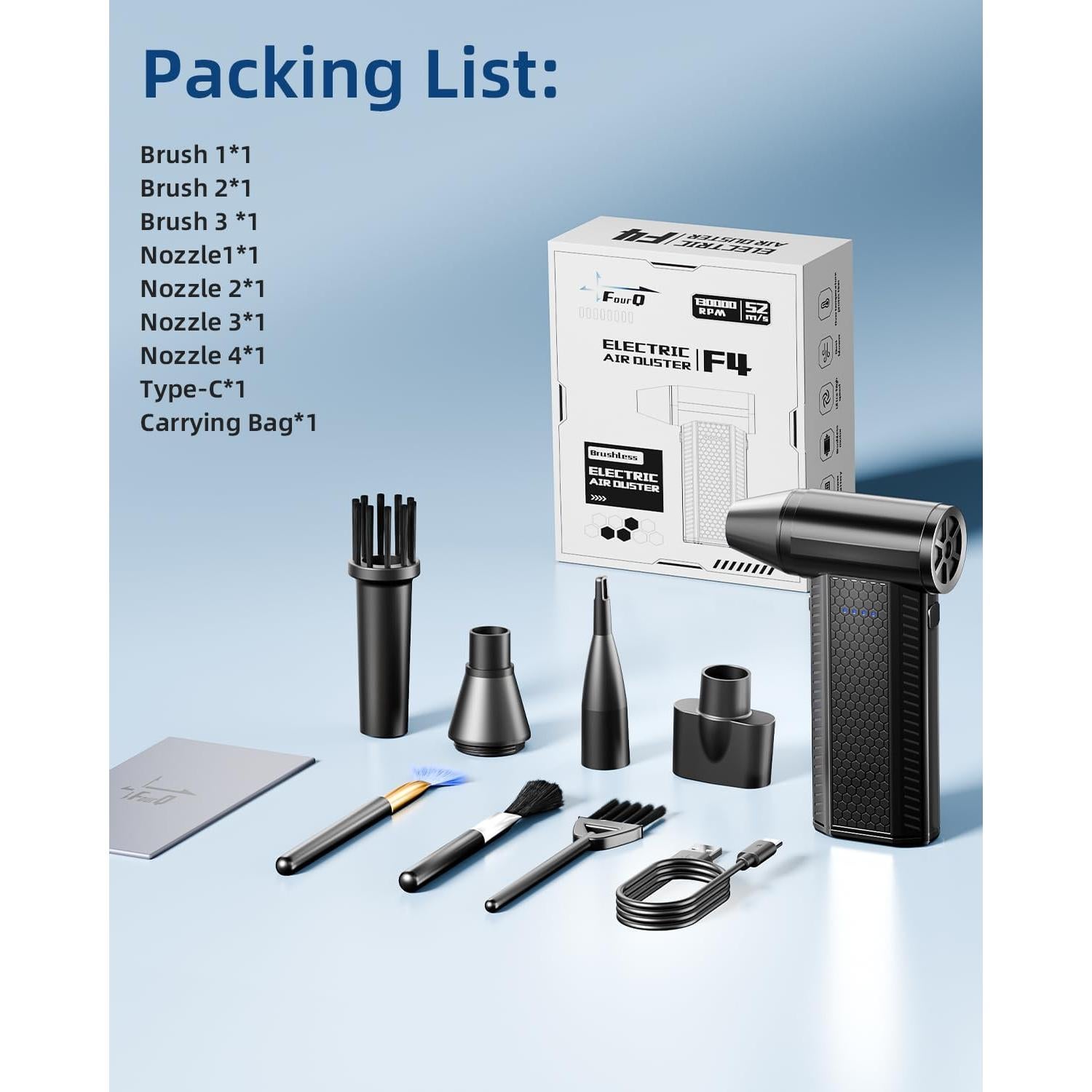 Soplador de Aire Eléctrico FOURQ F4 - 130000 RPM, 4 Velocidades