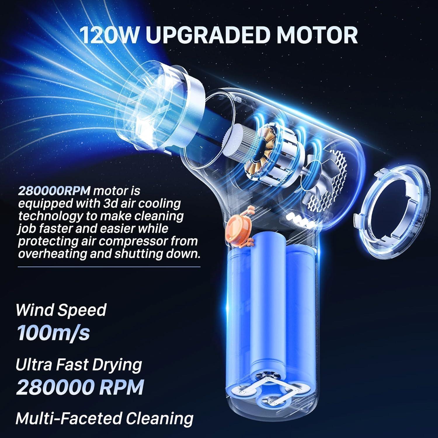 Soplador de Aire Eléctrico MOTOBEE 280000RPM Inalámbrico Negro