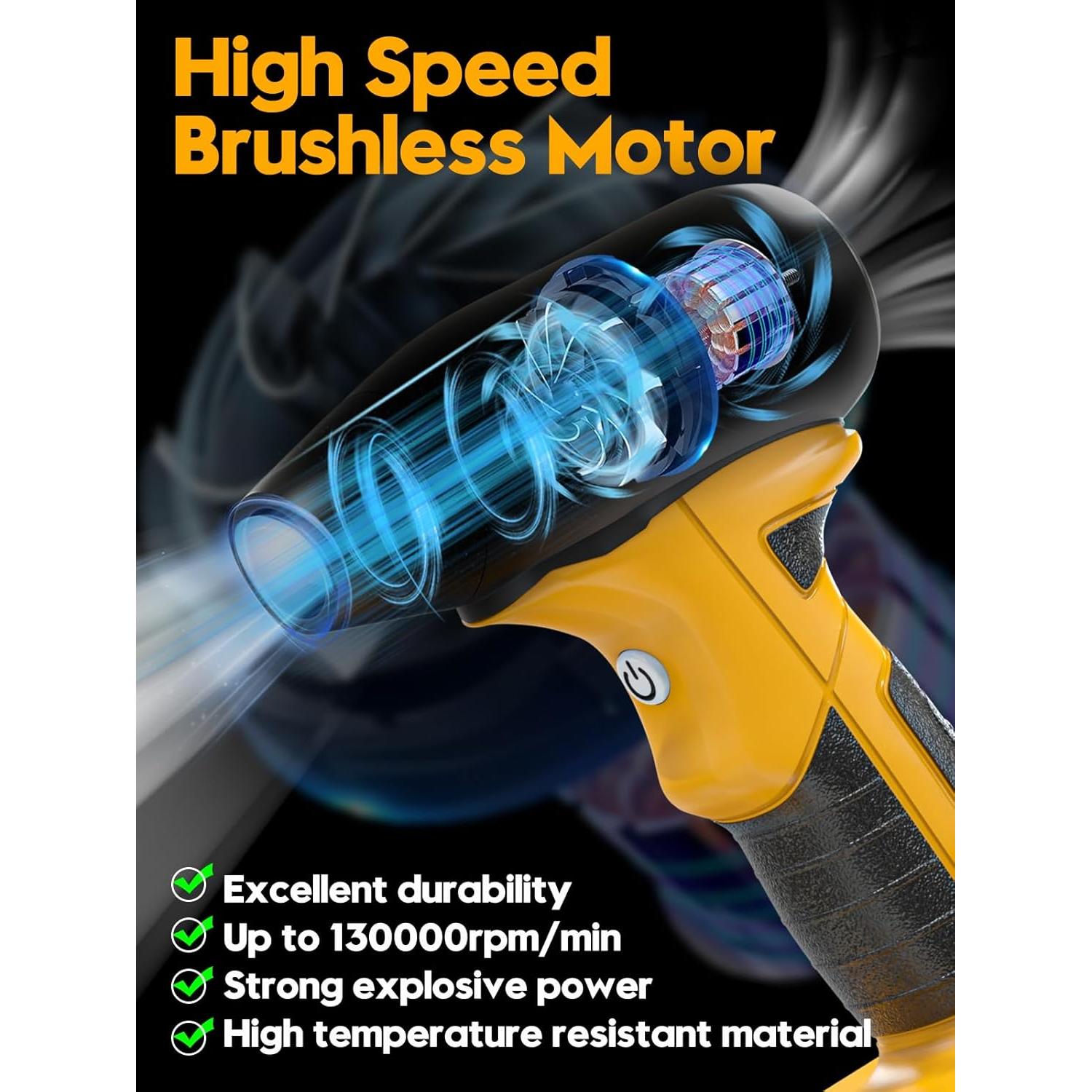 Soplador de Aire Seco Portátil Hellsehen 20V 50000 RPM